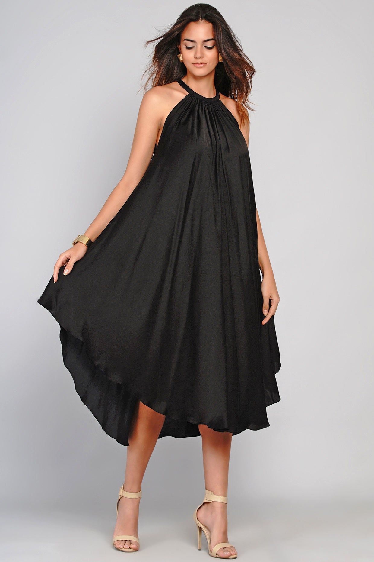 BLACK SWIRL TWIRL DRESS