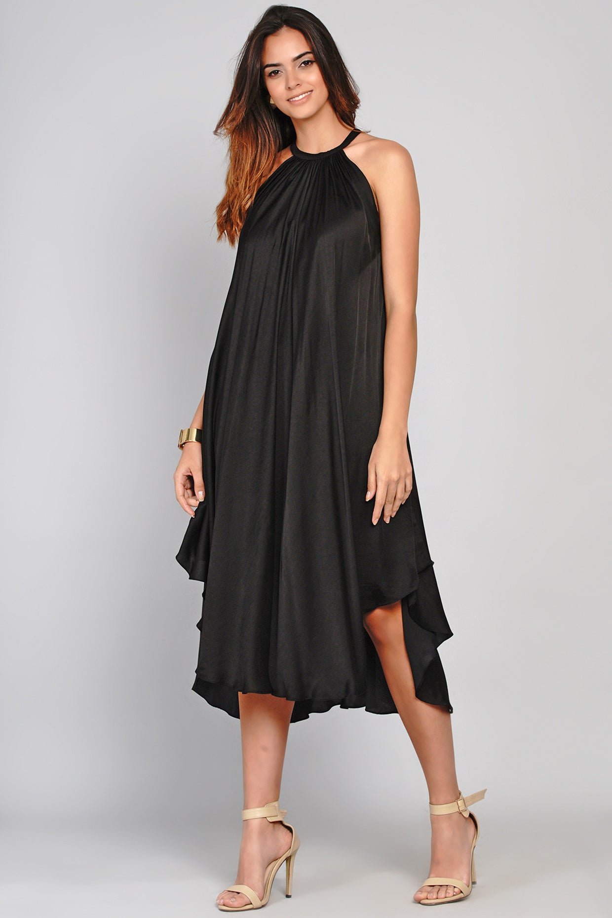 BLACK SWIRL TWIRL DRESS