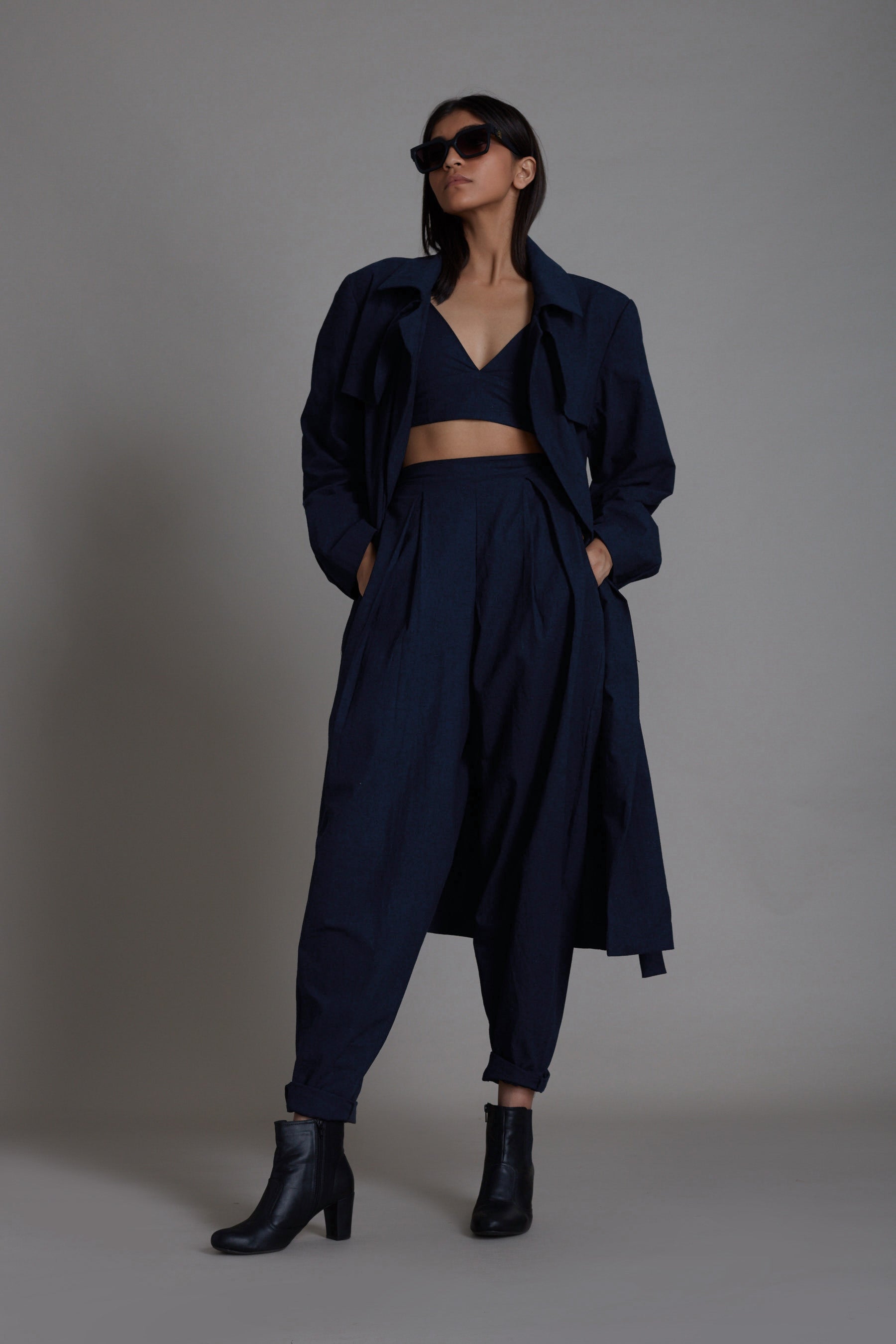 Navy Blue Milestone Trench Jacket