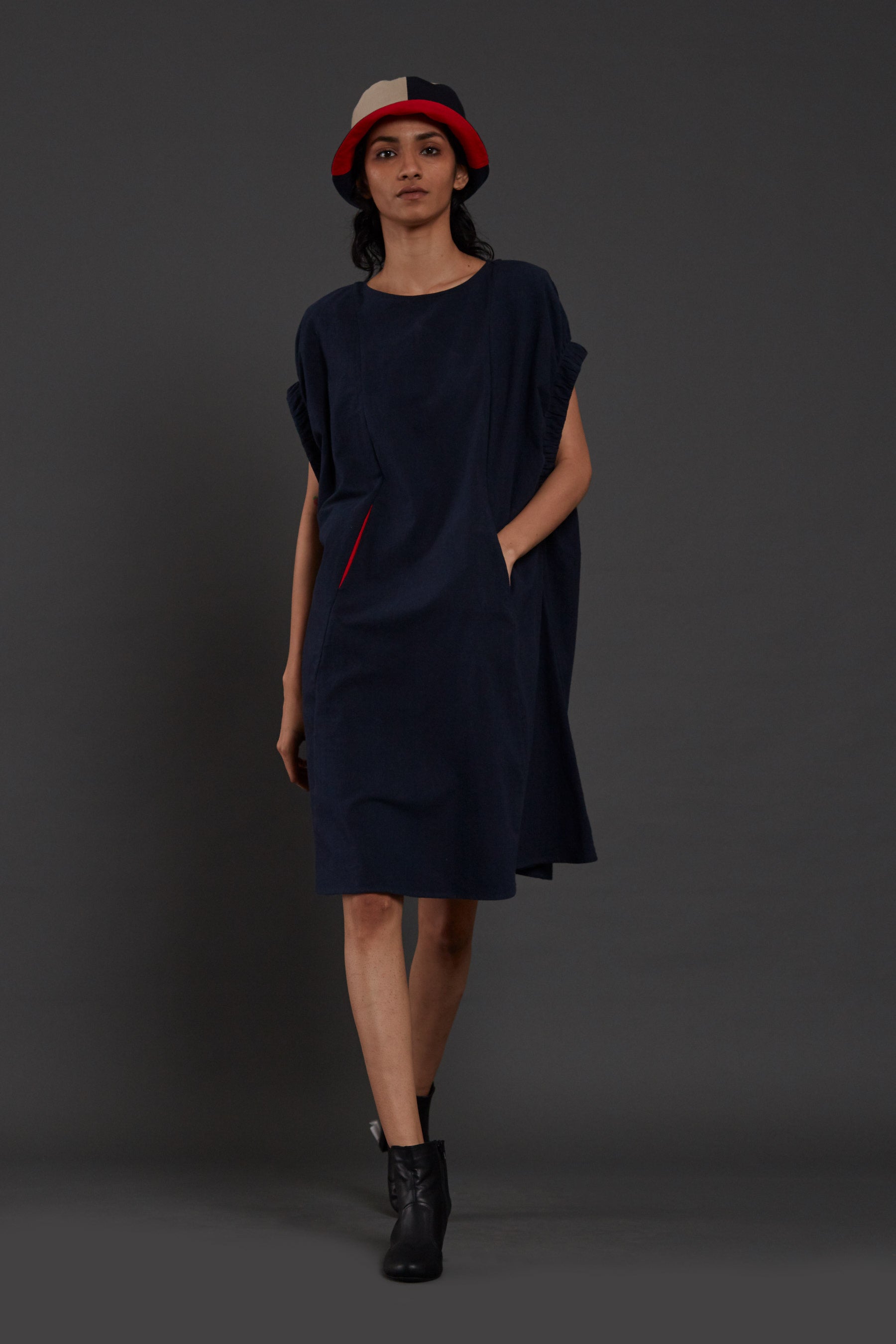 Navy Blue Pocket Dress