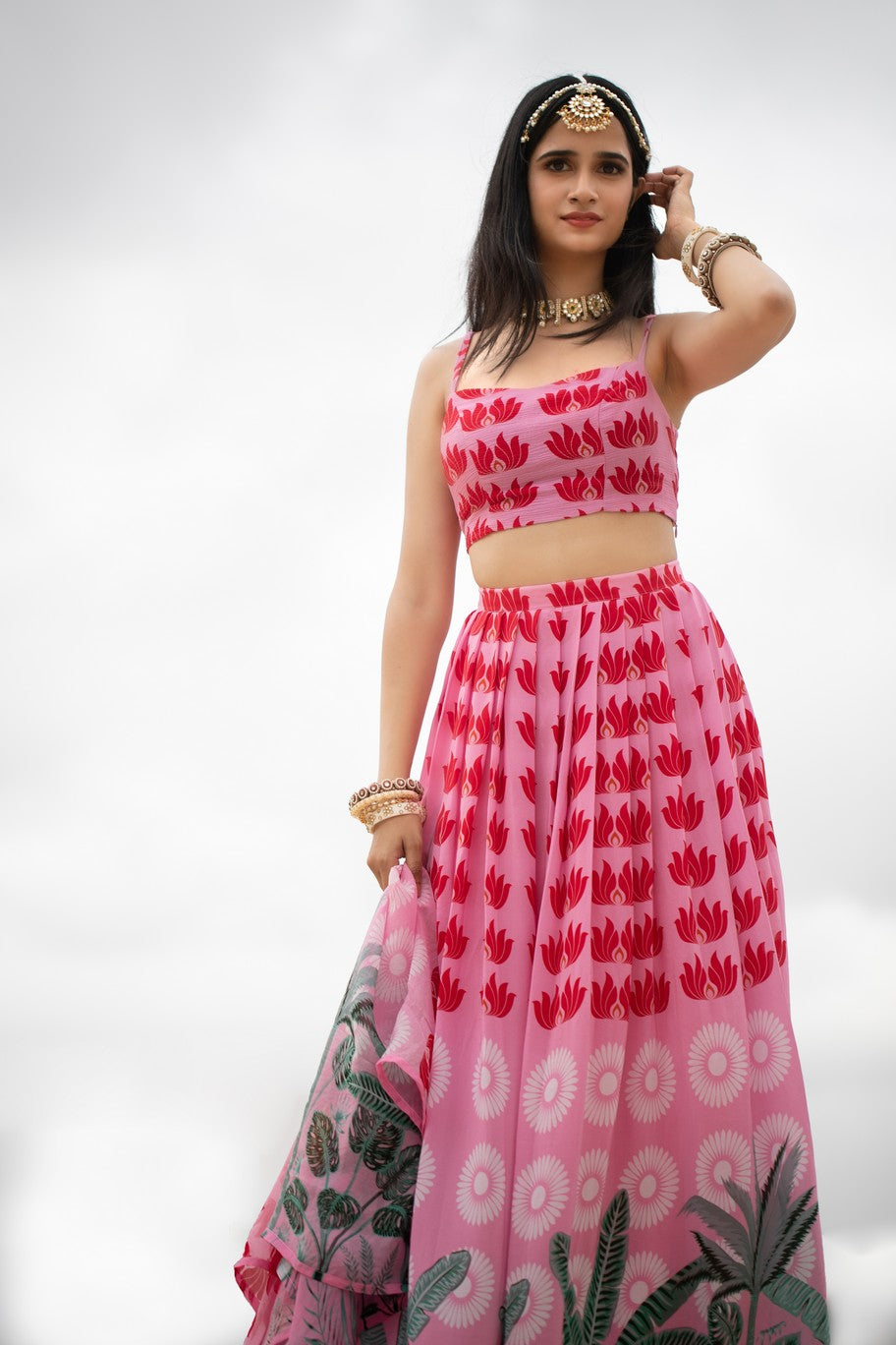 Pink Tropic Land Lehenga