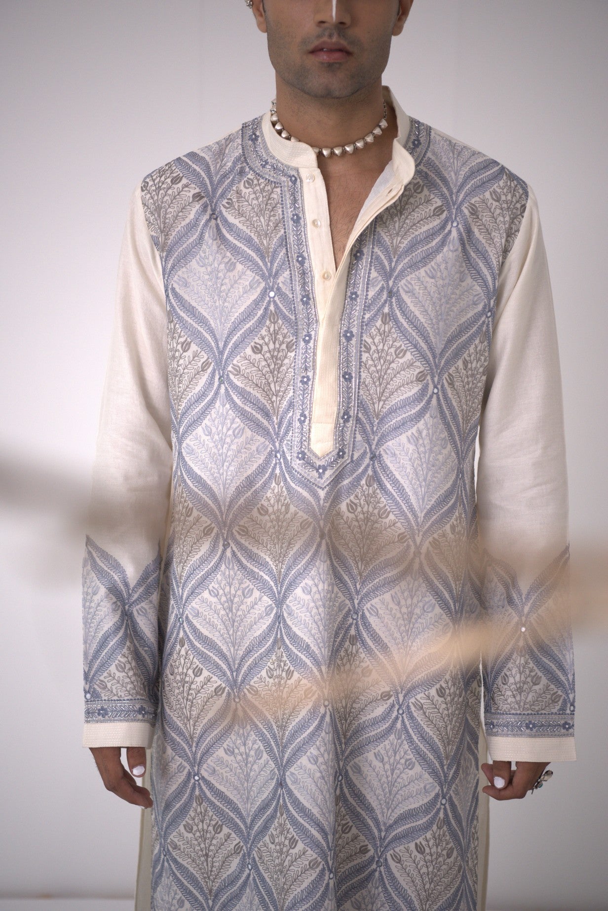 Chanderi Ivory Ogee Ombre Kurta With Pants