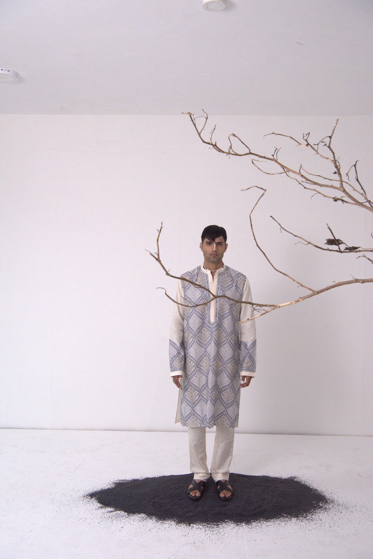 Chanderi Ivory Ogee Ombre Kurta With Pants