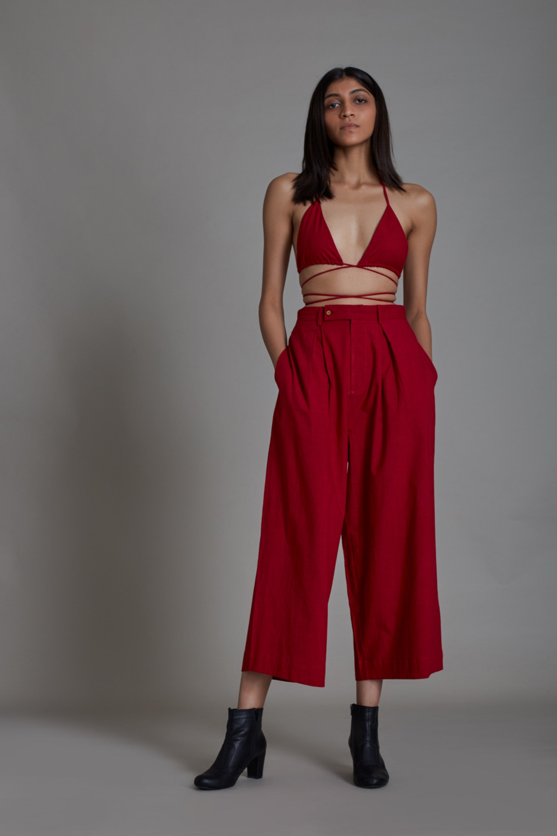 Overlap Bralette-Red