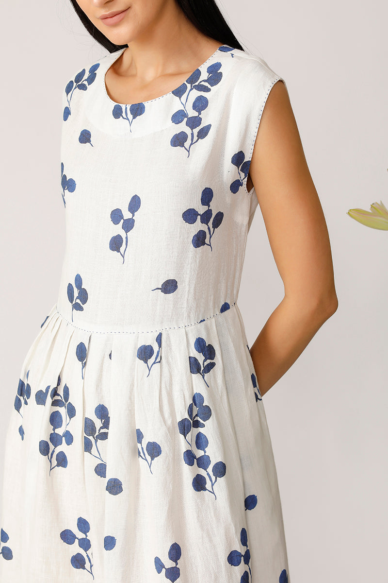 Lvory print dress with hand detailing