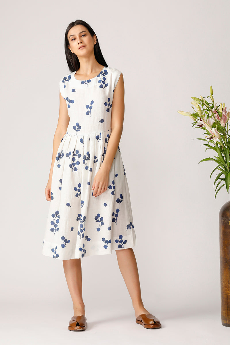 Lvory print dress with hand detailing