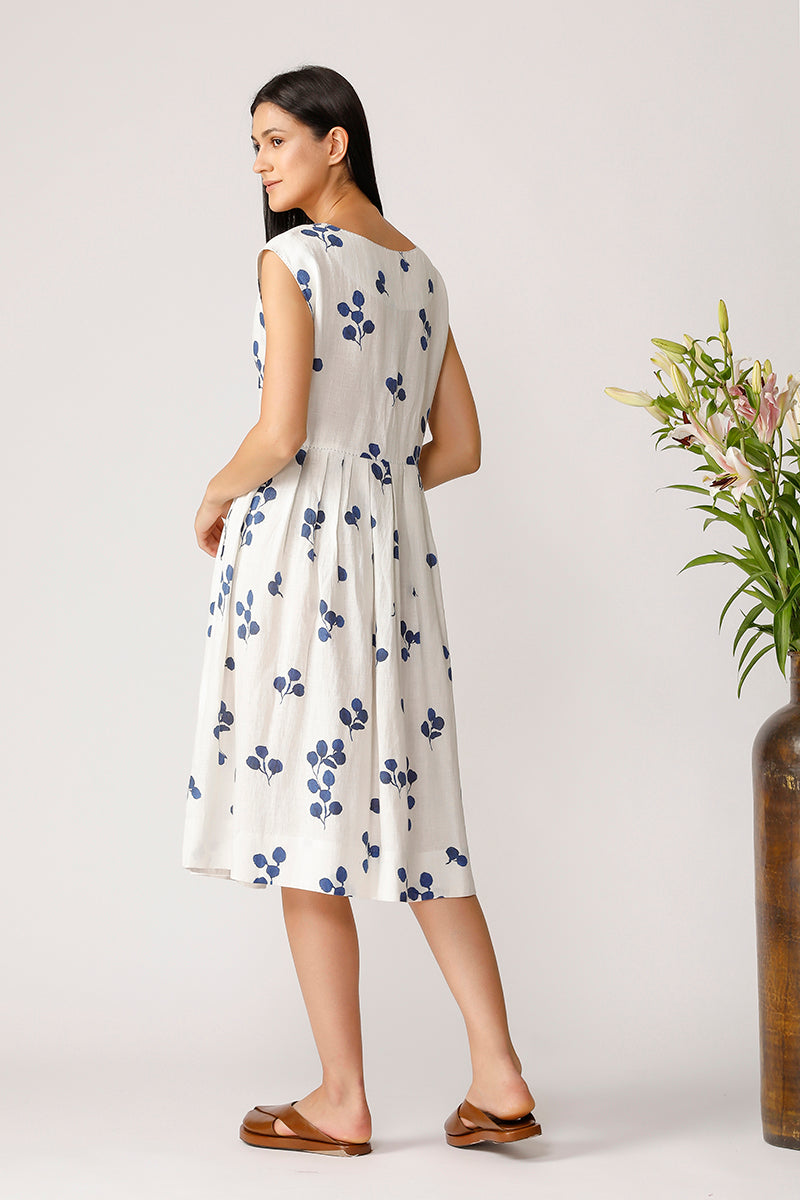 Lvory print dress with hand detailing