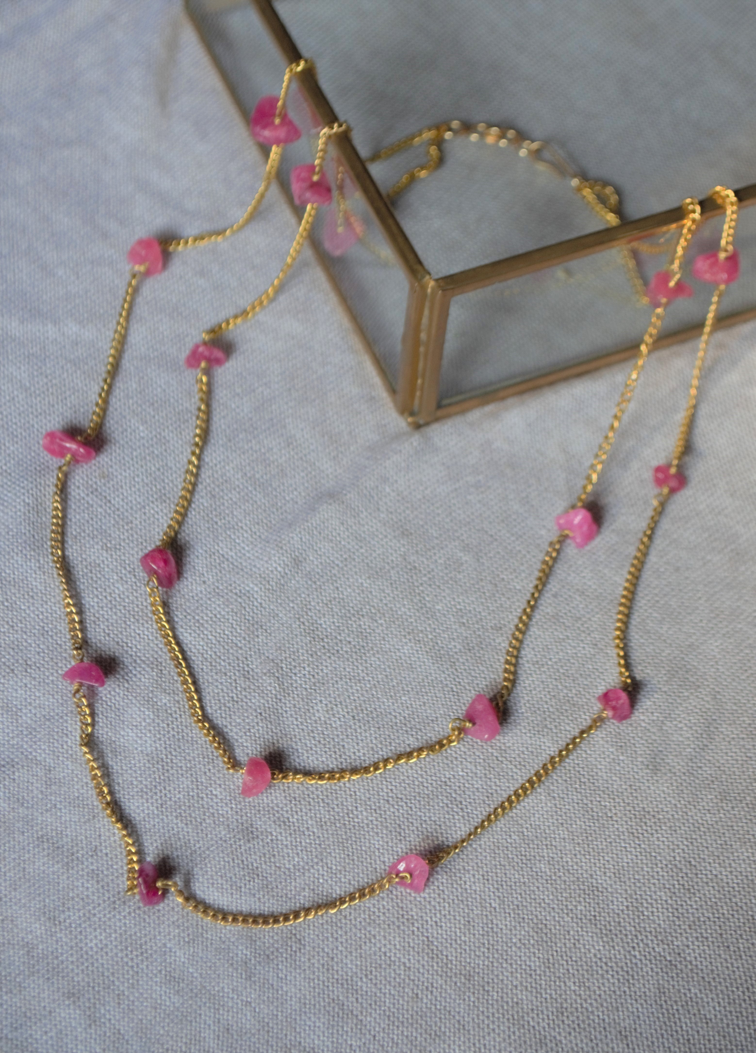 Pink gravel necklace