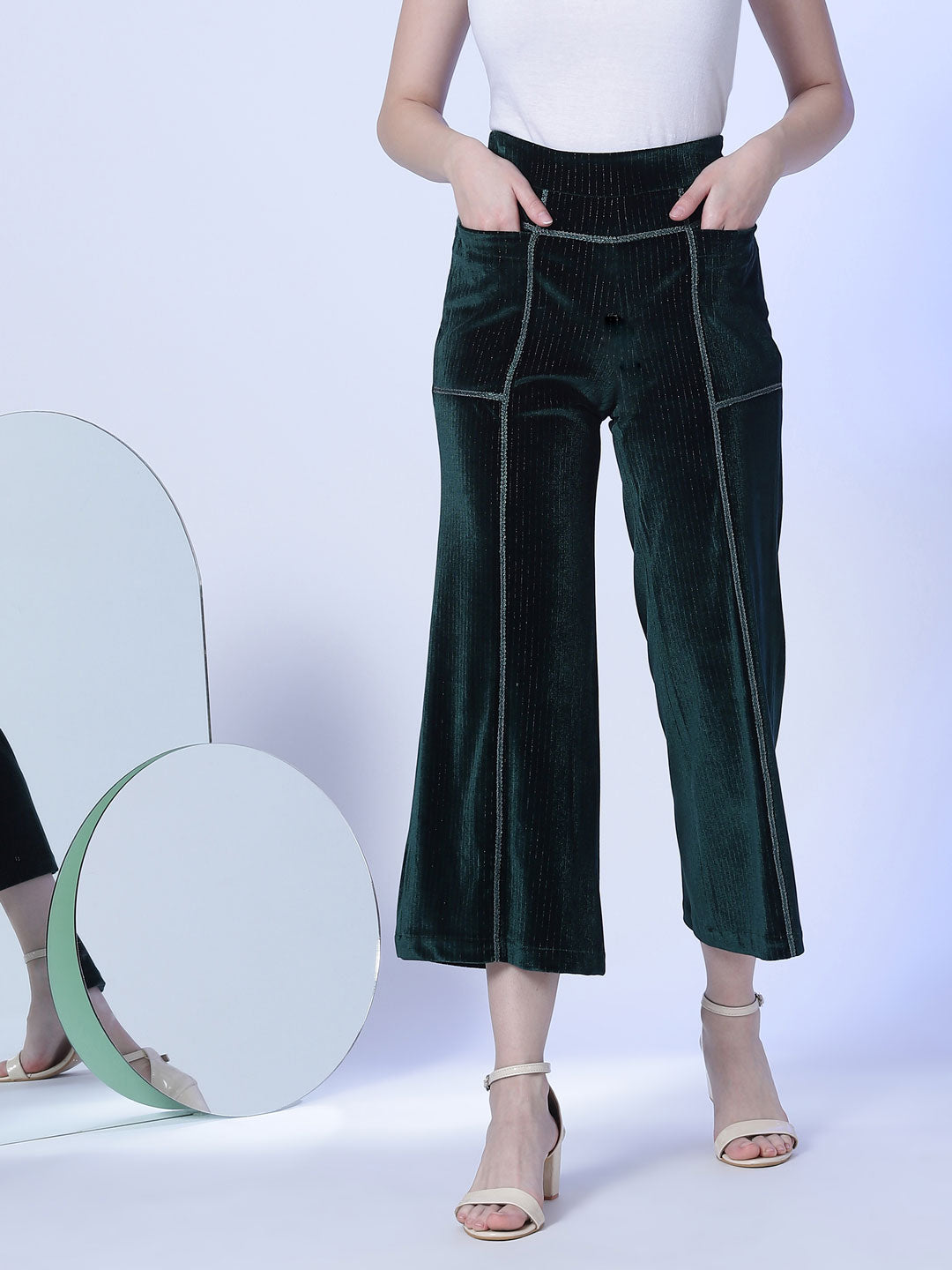 Emerald Green Velvet 3/4th Pants