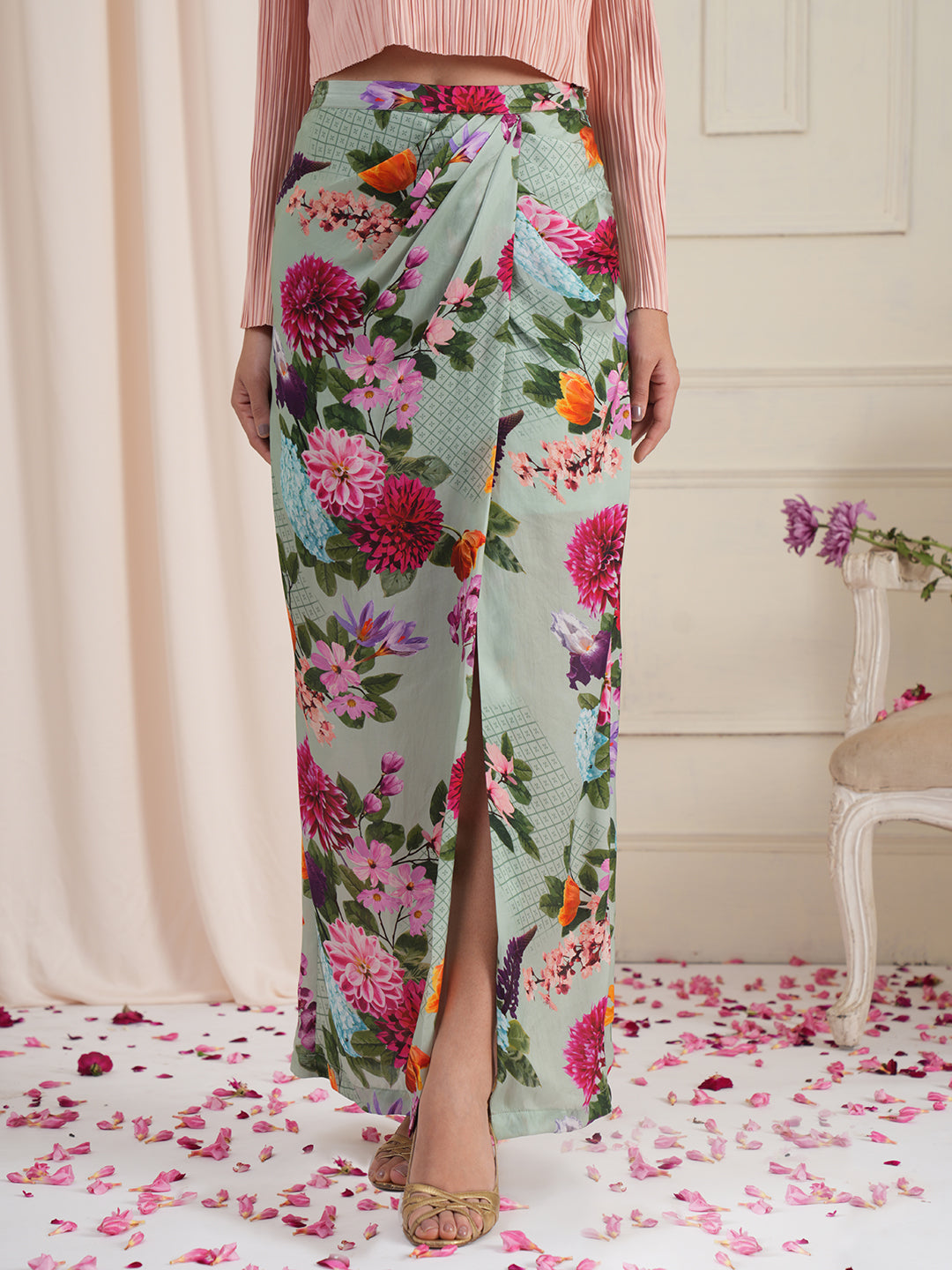 Freida Floral Drape Skirt