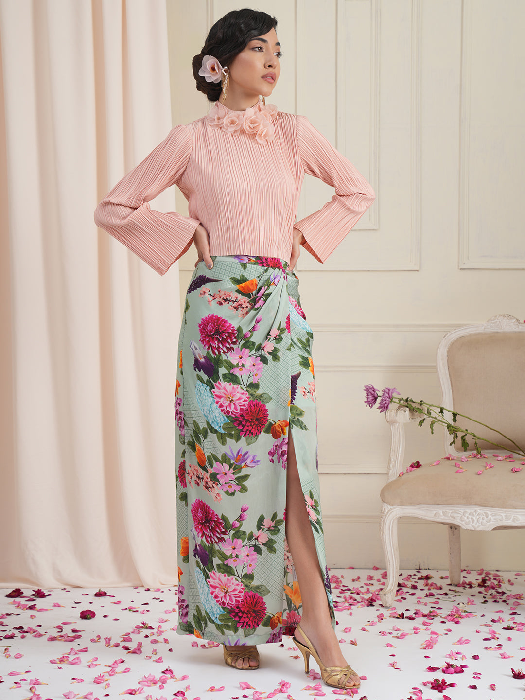 Freida Floral Drape Skirt