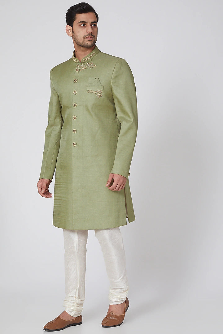 Parrot Green Achkan Jacket