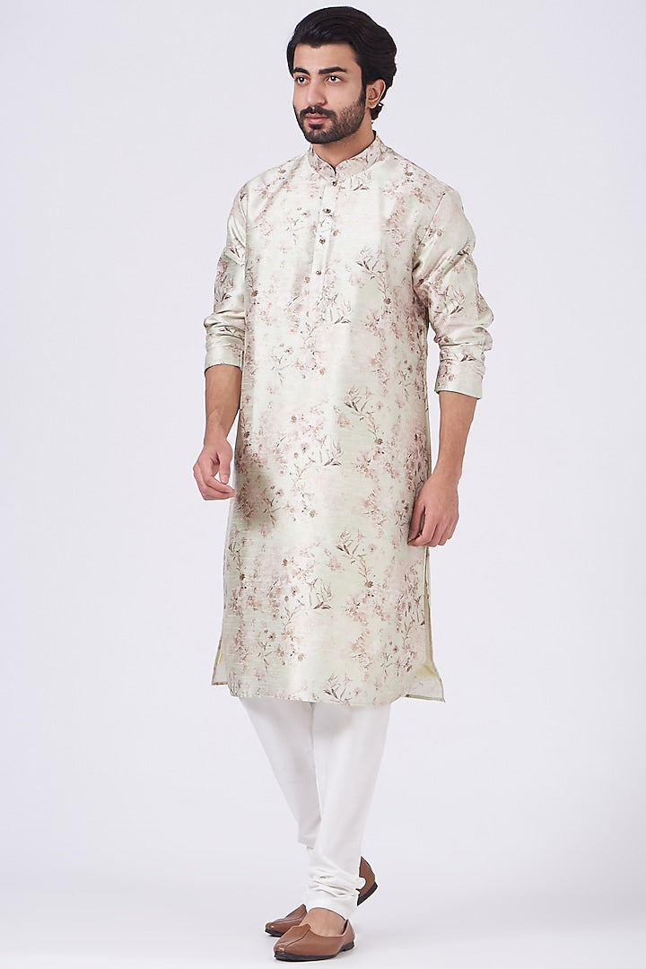 pista green kurta for men