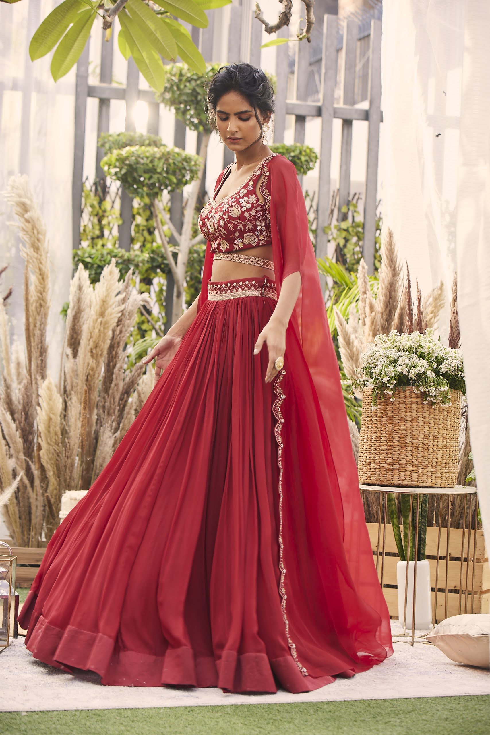 red lehenga wedding