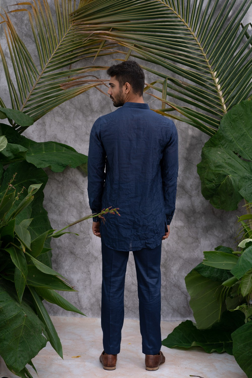 blue embroidered kurta