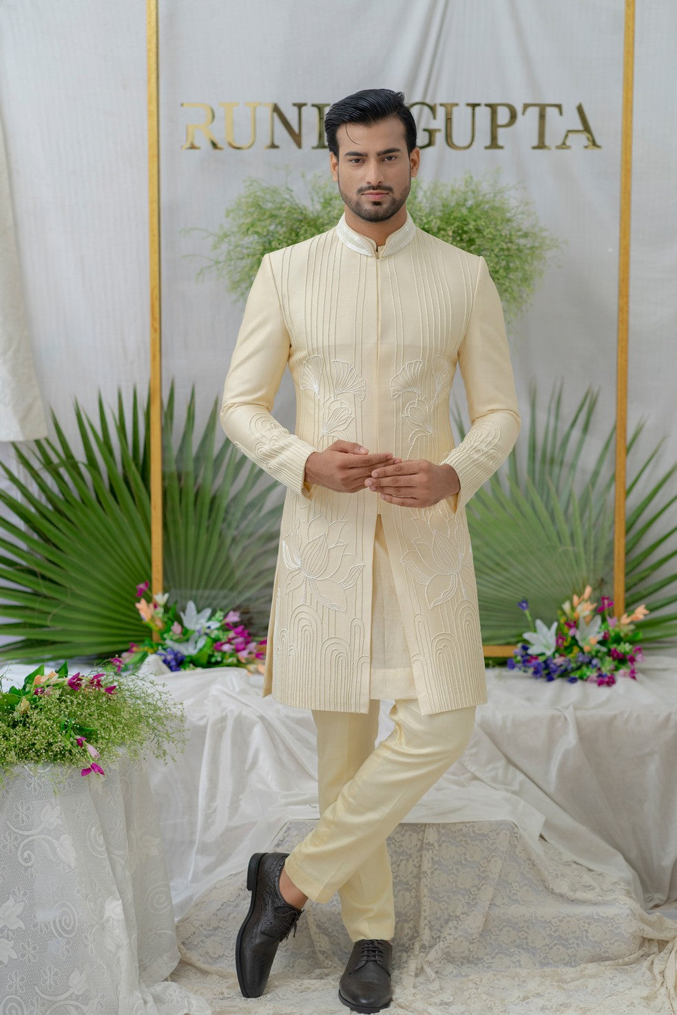 cream sherwani