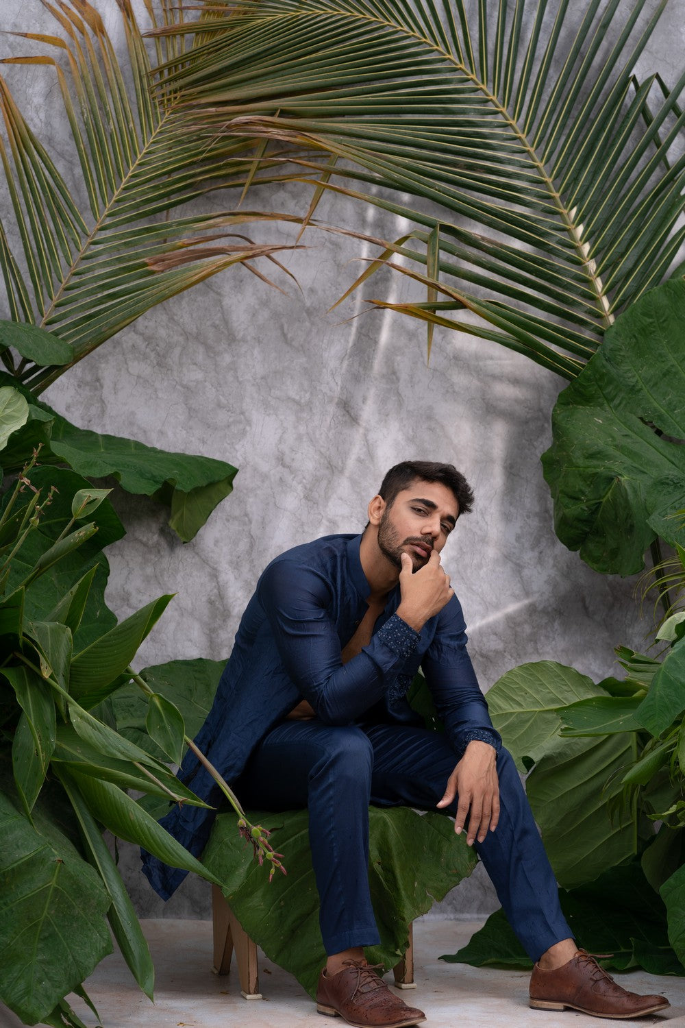 blue embroidered kurta