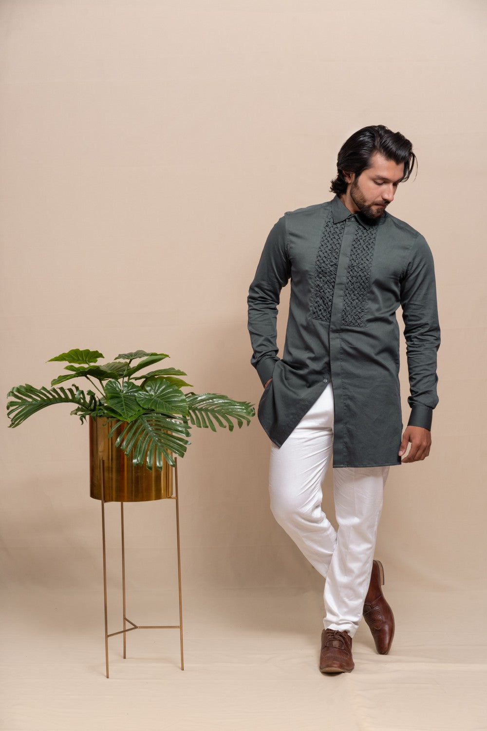 grey short kurta