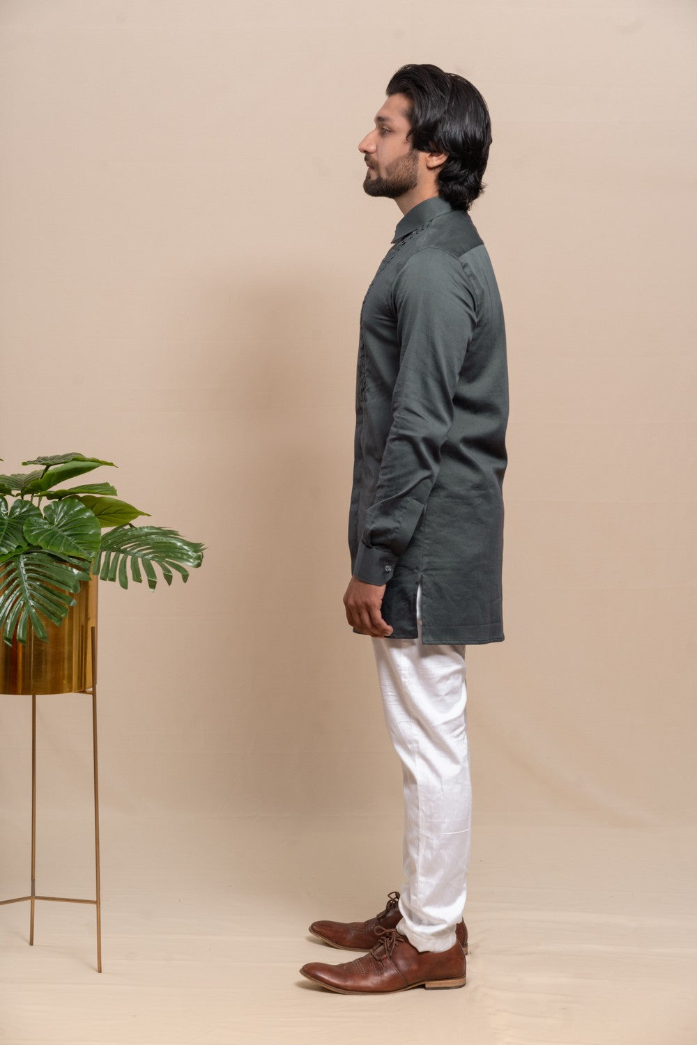 grey short kurta