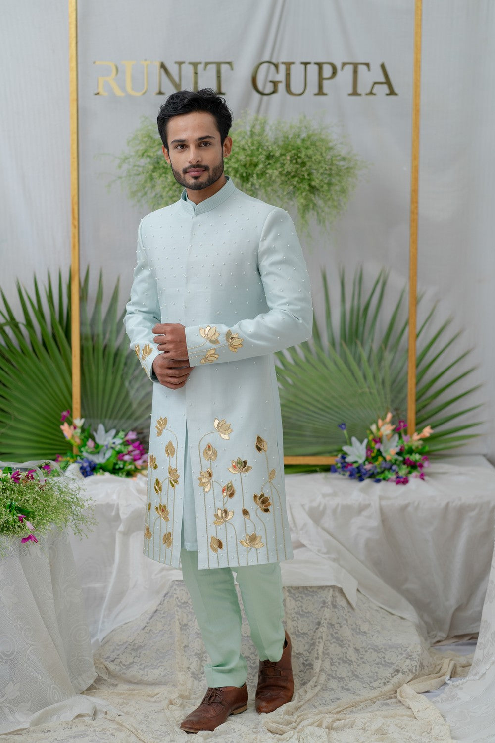 blue sherwani for groom