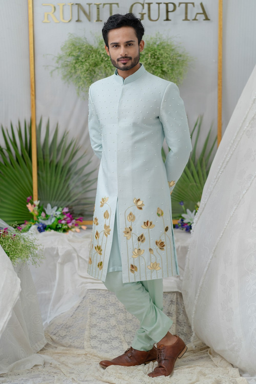 blue sherwani for groom