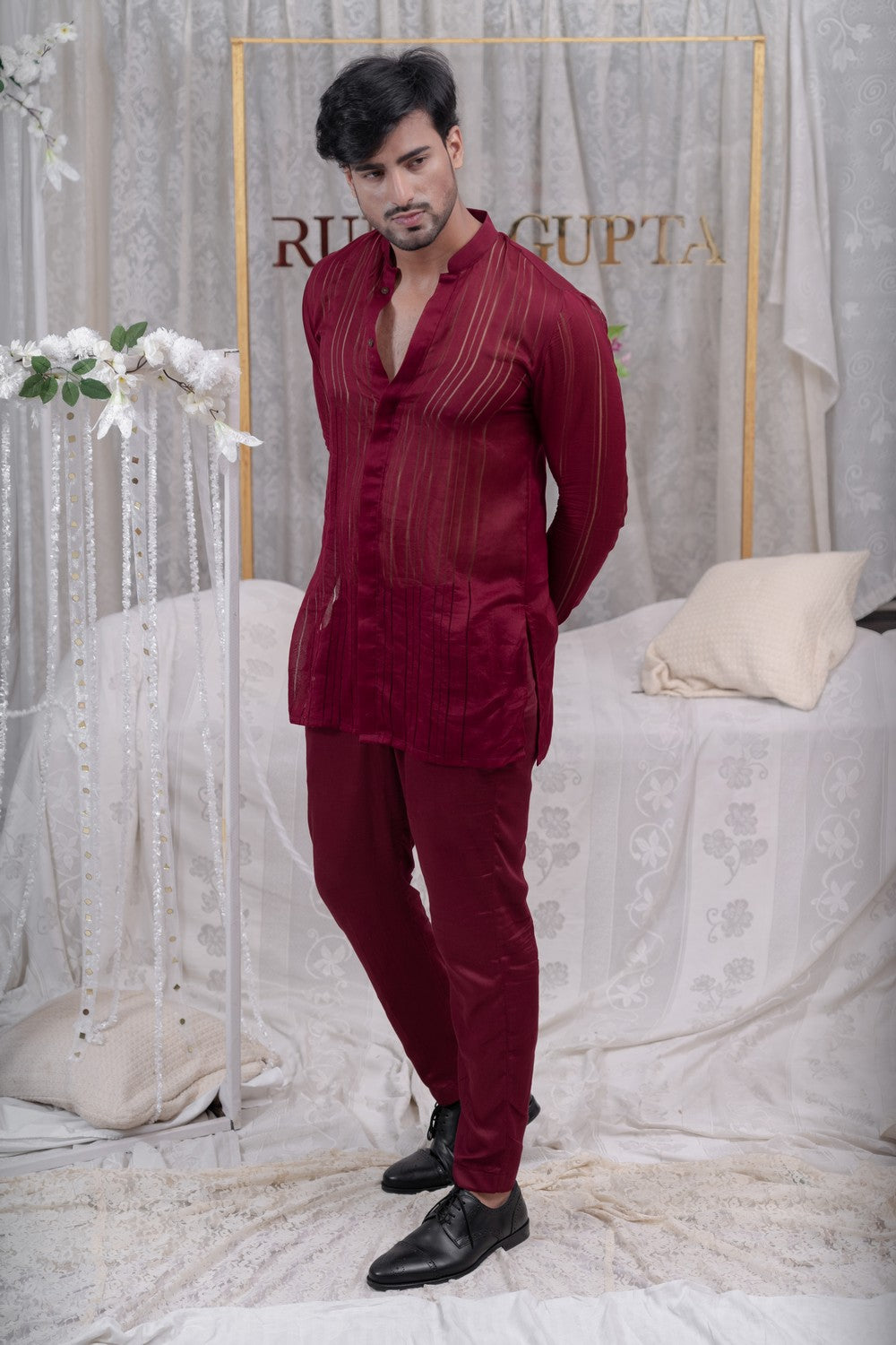 maroon kurta pajama