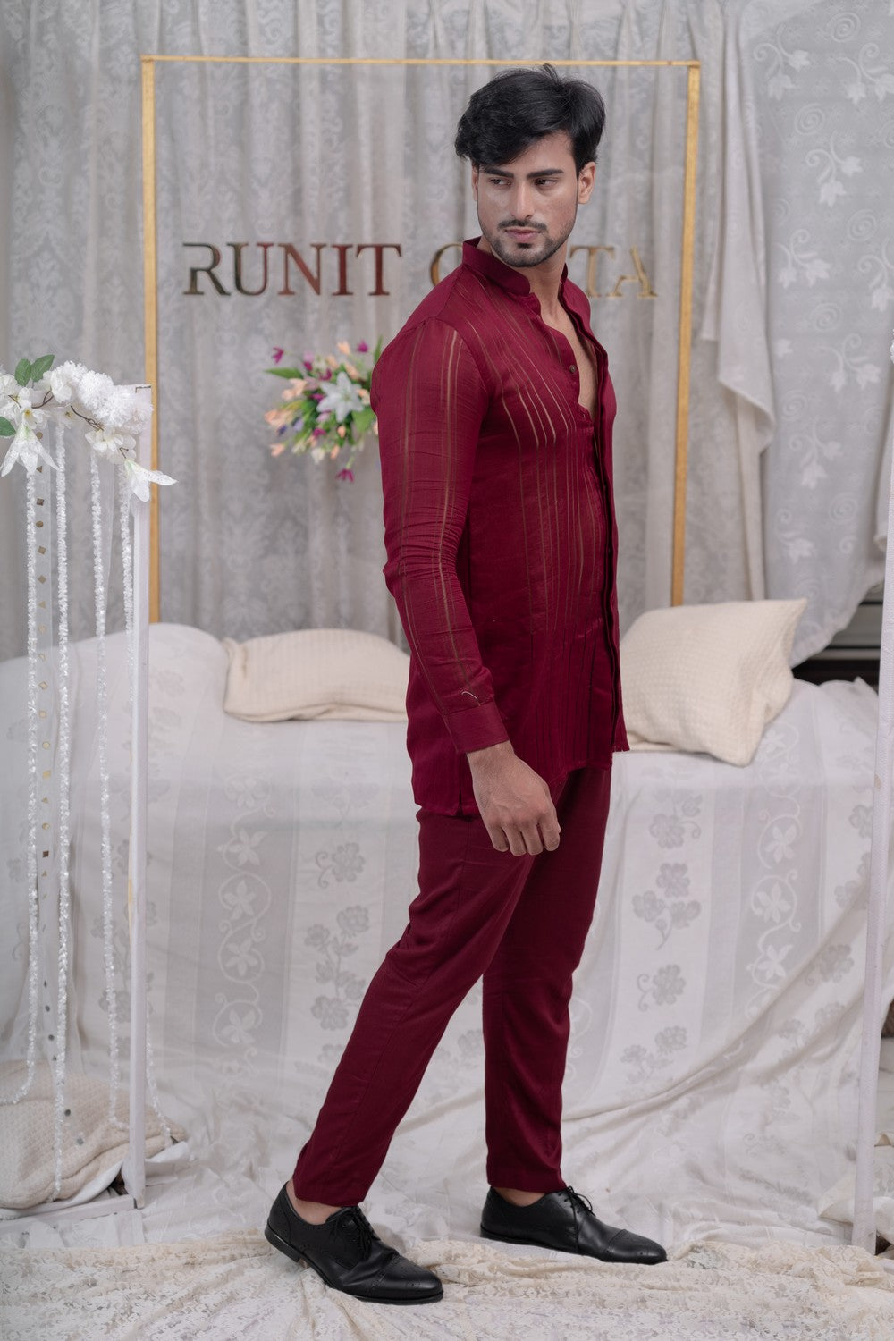 maroon kurta pajama