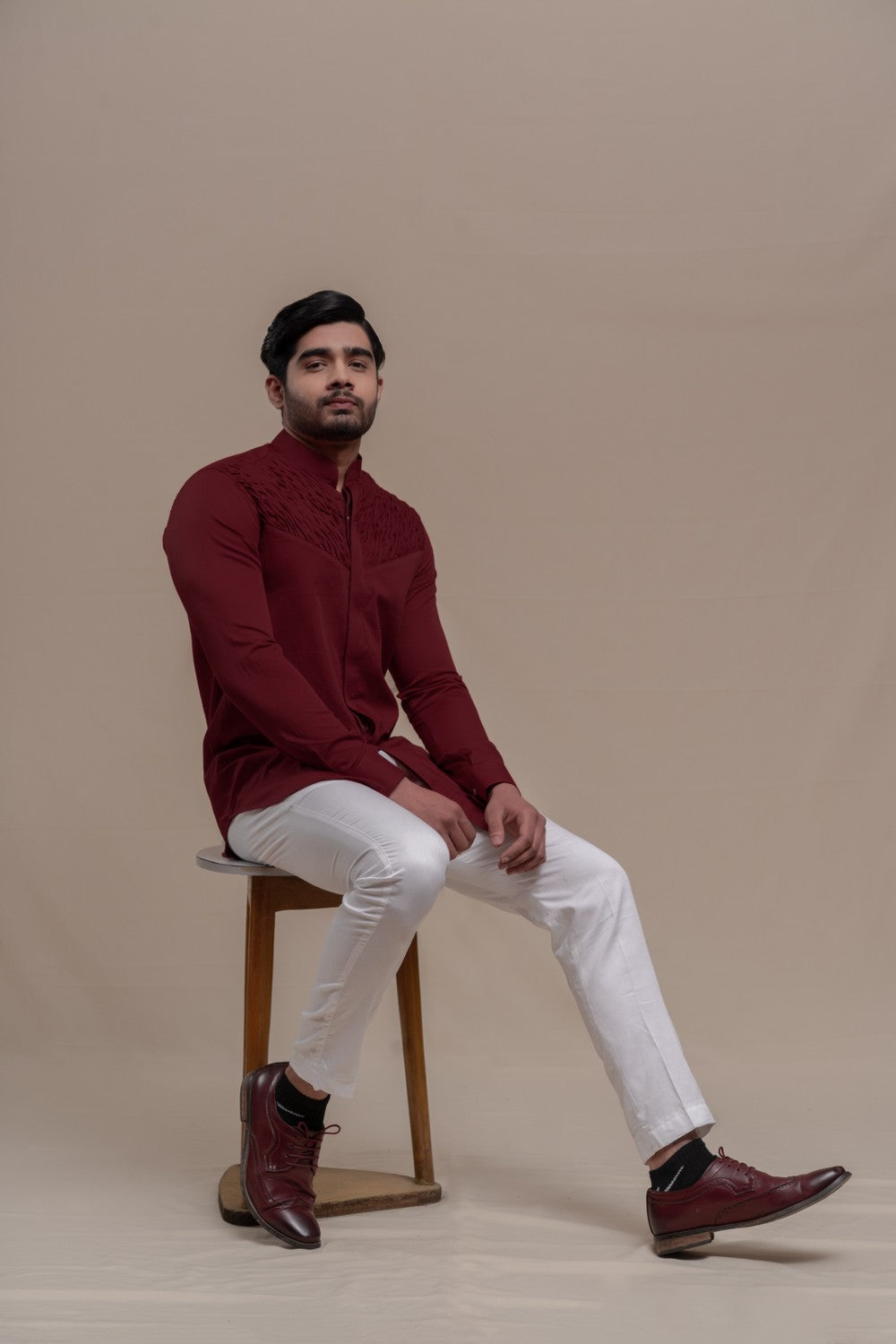 maroon short kurta