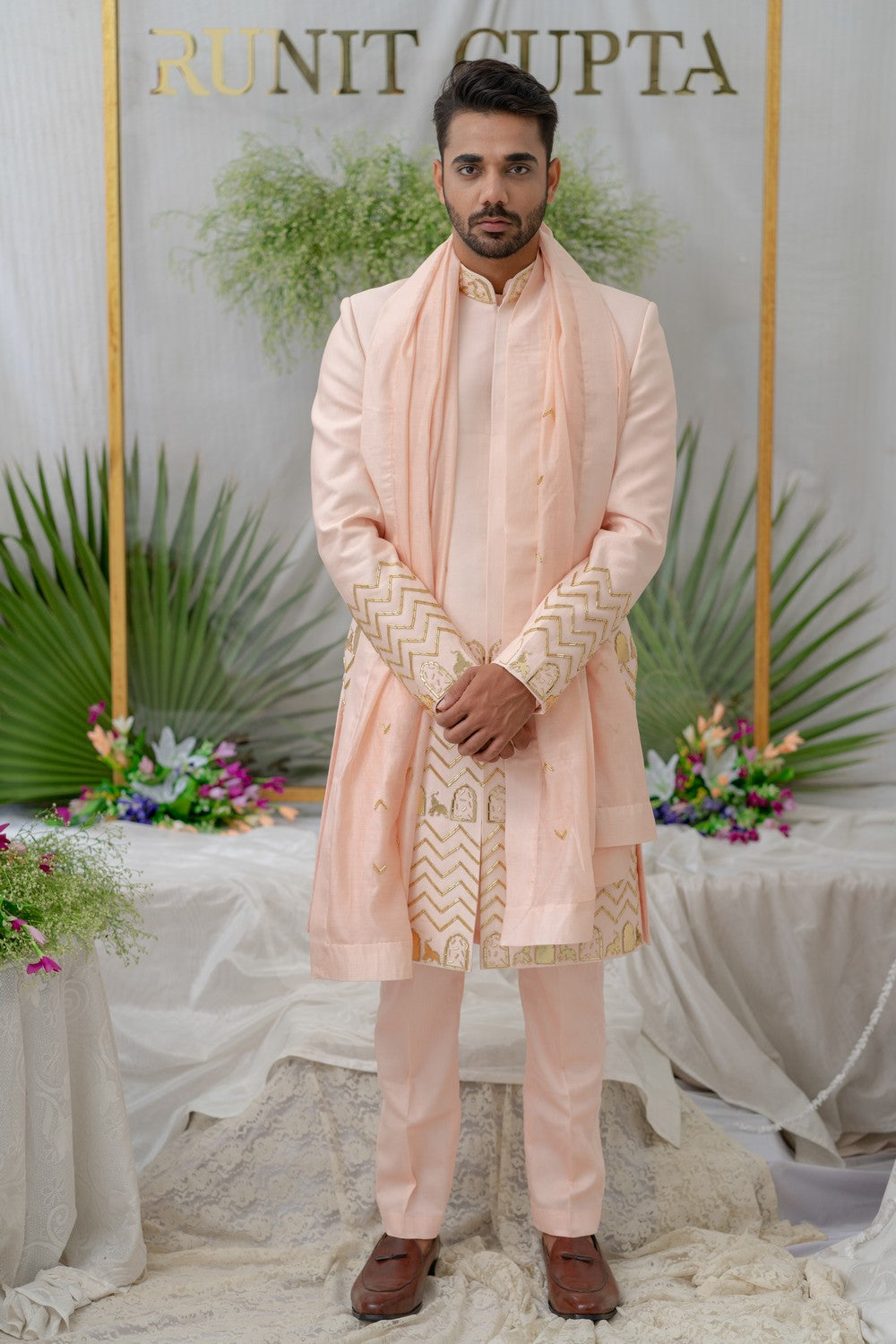 pink sherwani for groom