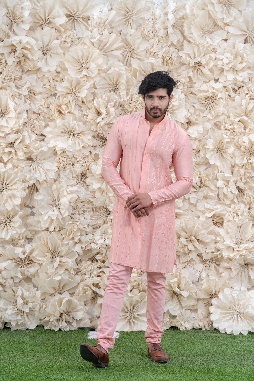 pink embroidered kurta