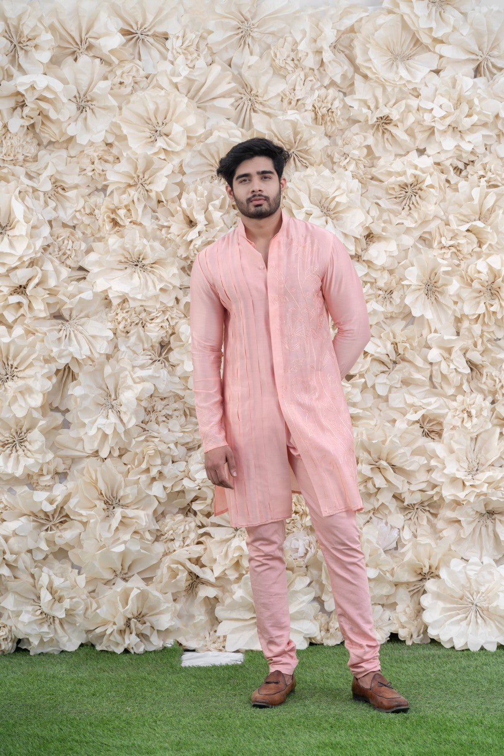 pink embroidered kurta