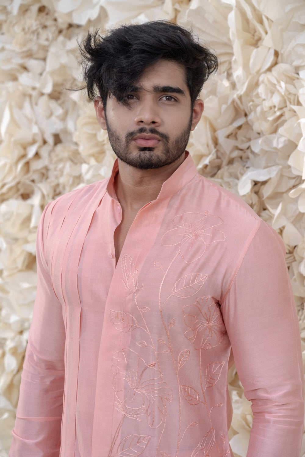 pink embroidered kurta