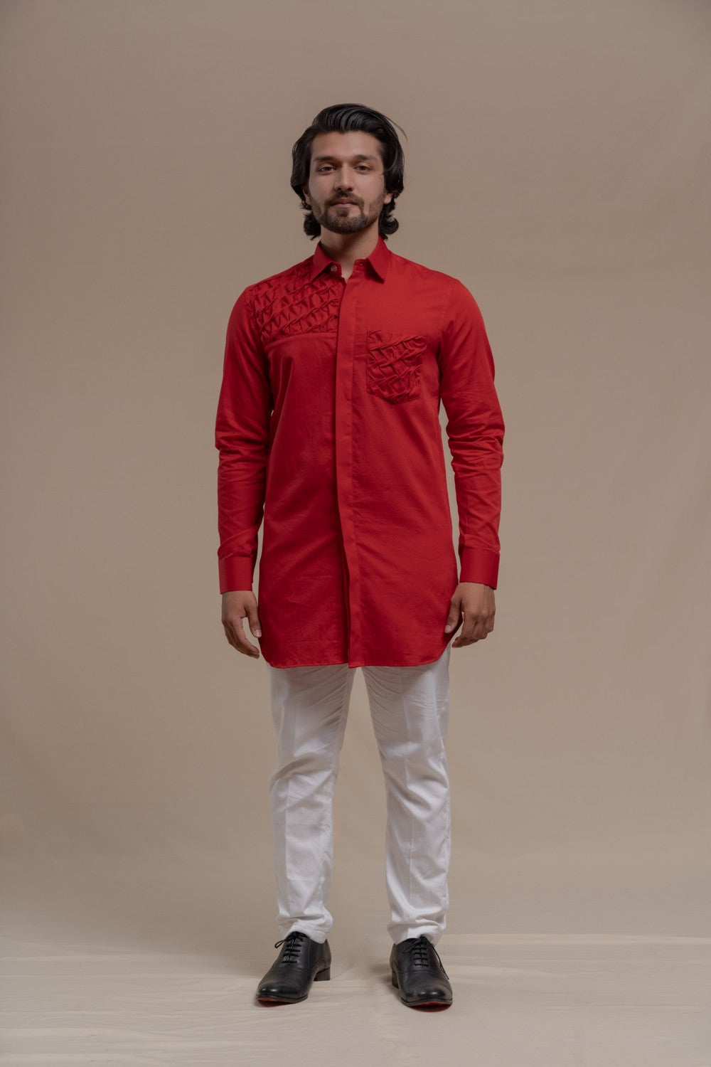 red short kurta for men