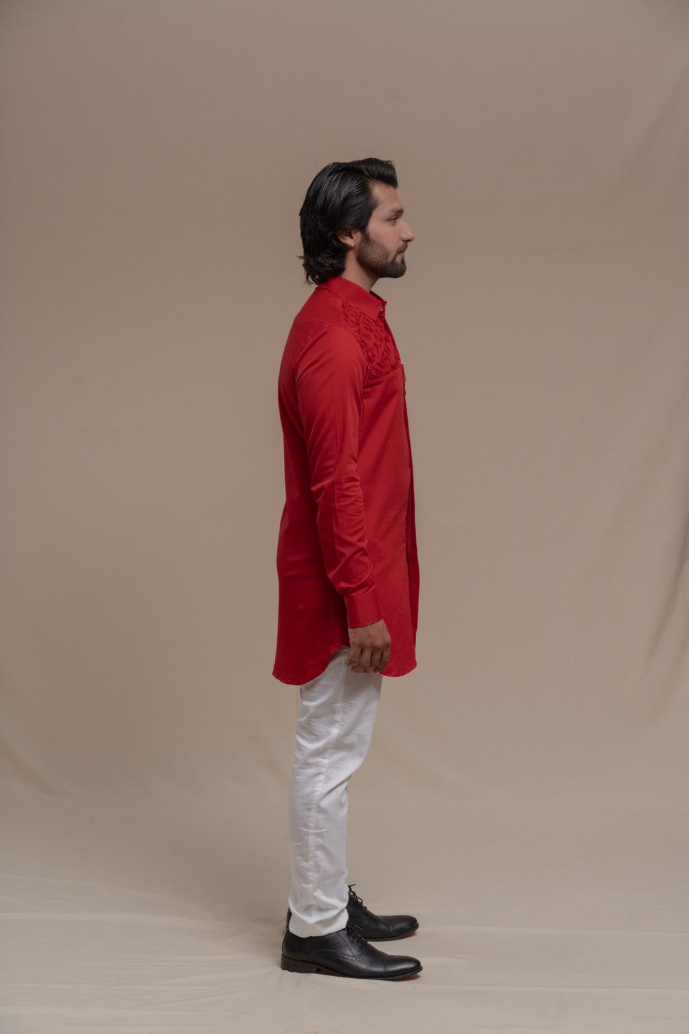 red short kurta for men