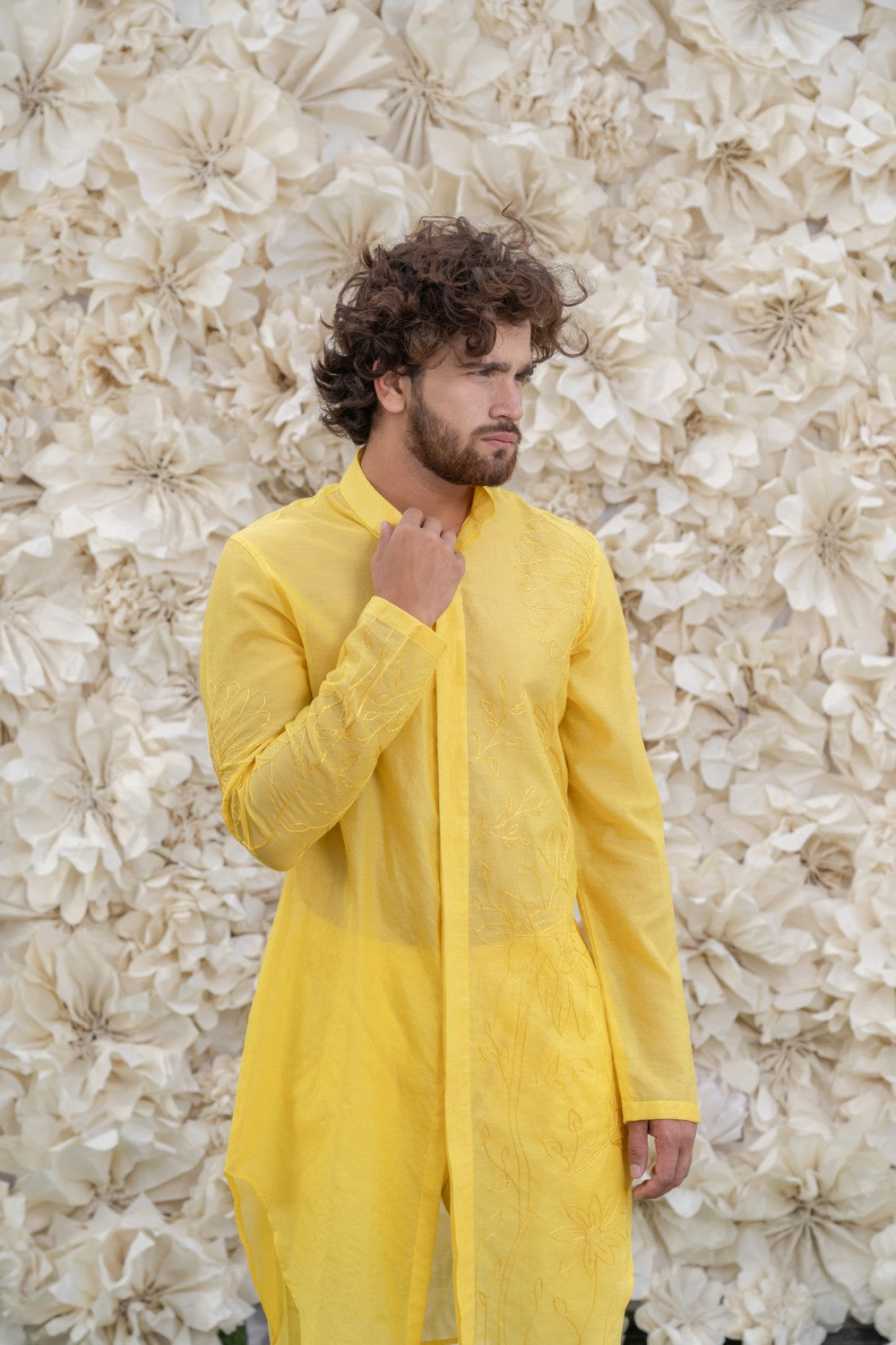 yellow embroidered kurta