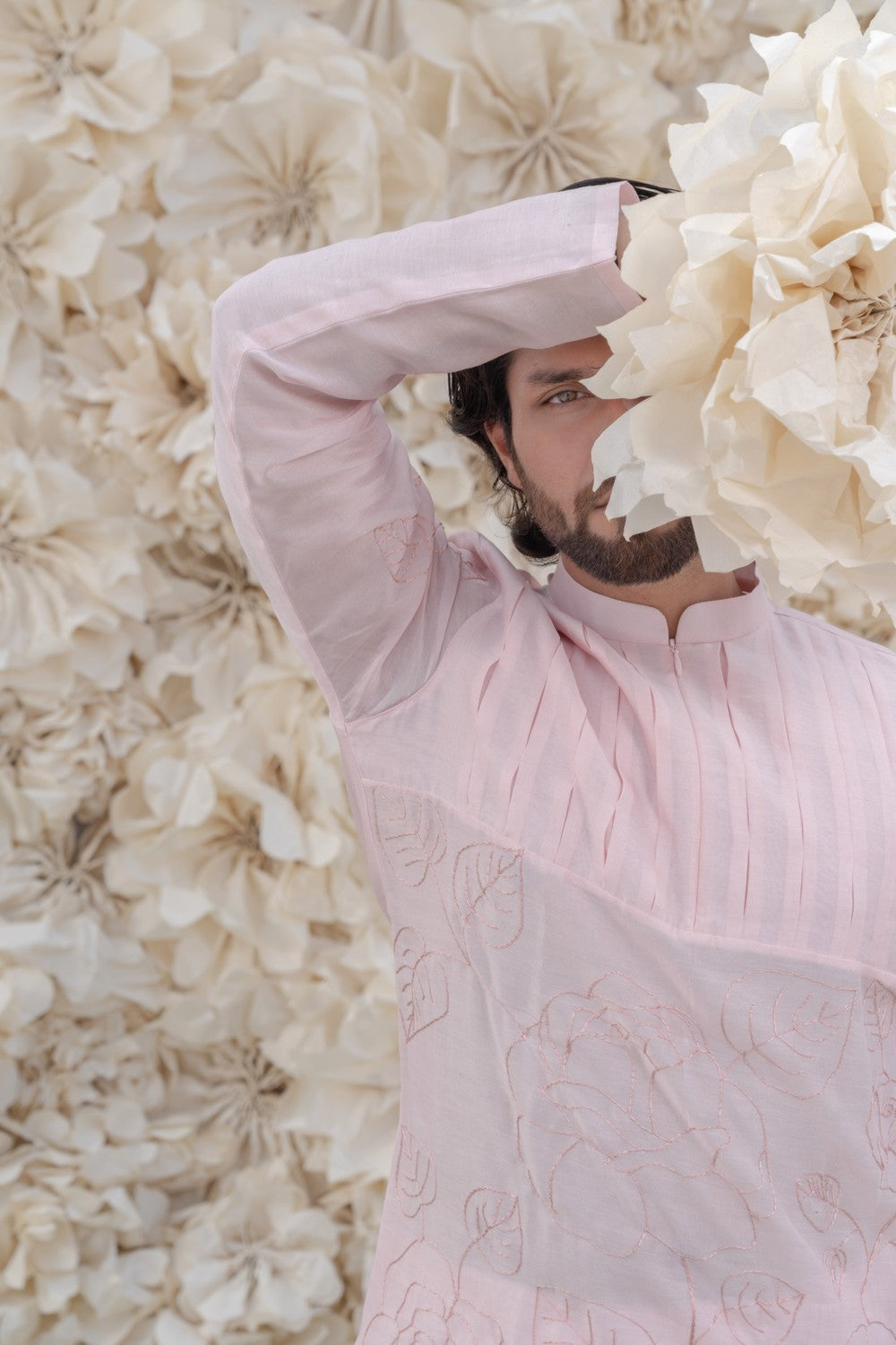 pink embroidered kurta