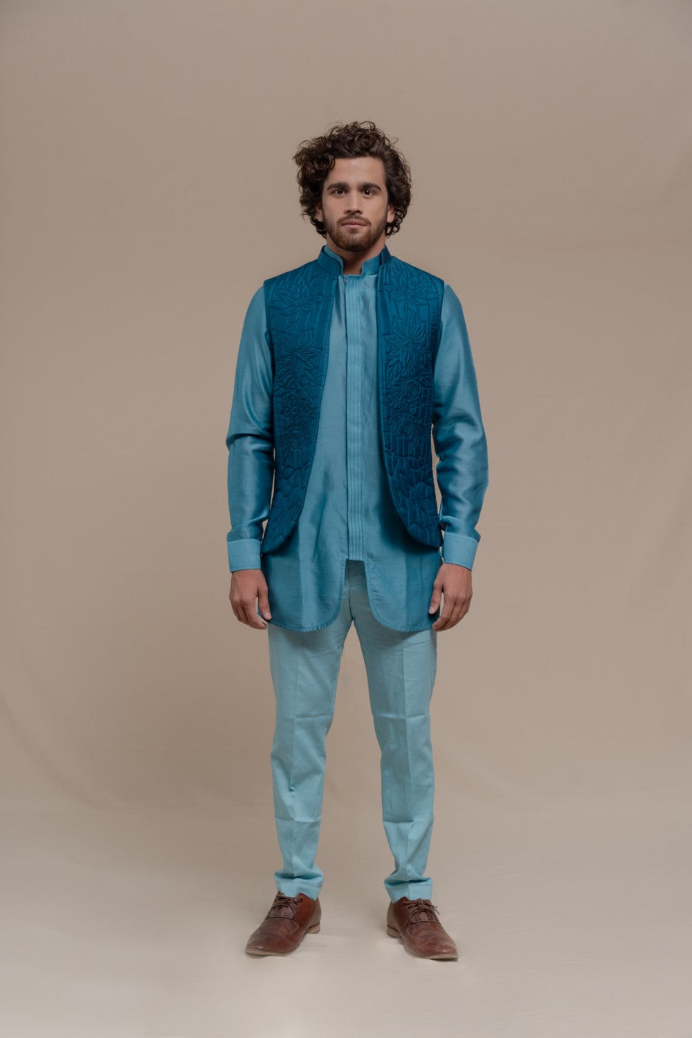 blue kurta with jacket