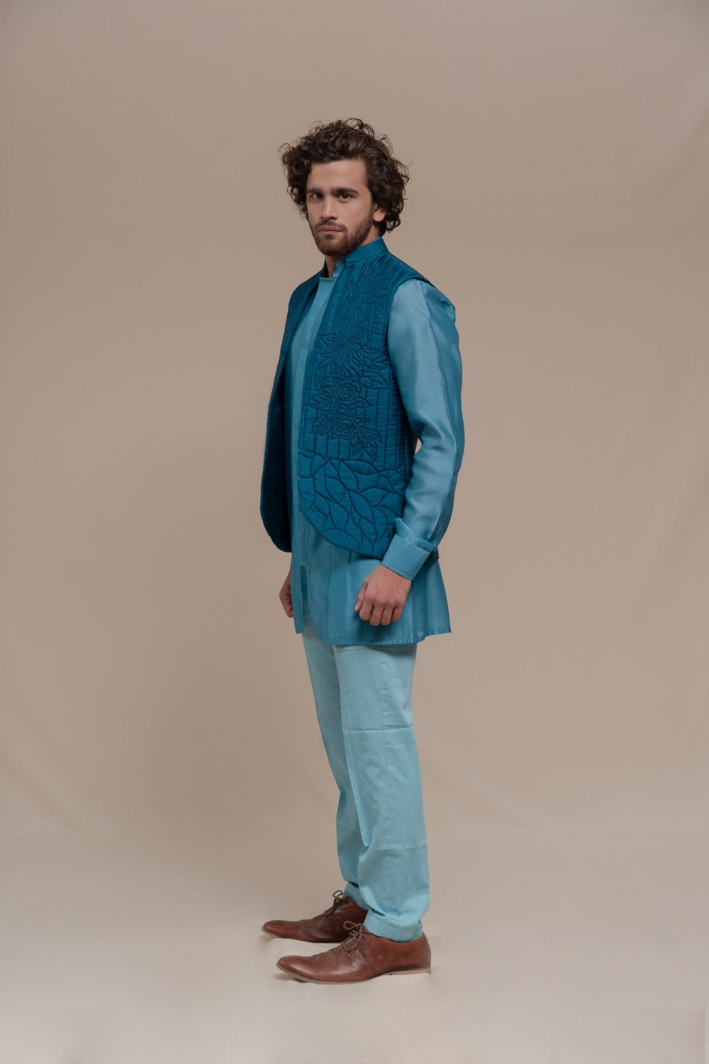 blue kurta with jacket