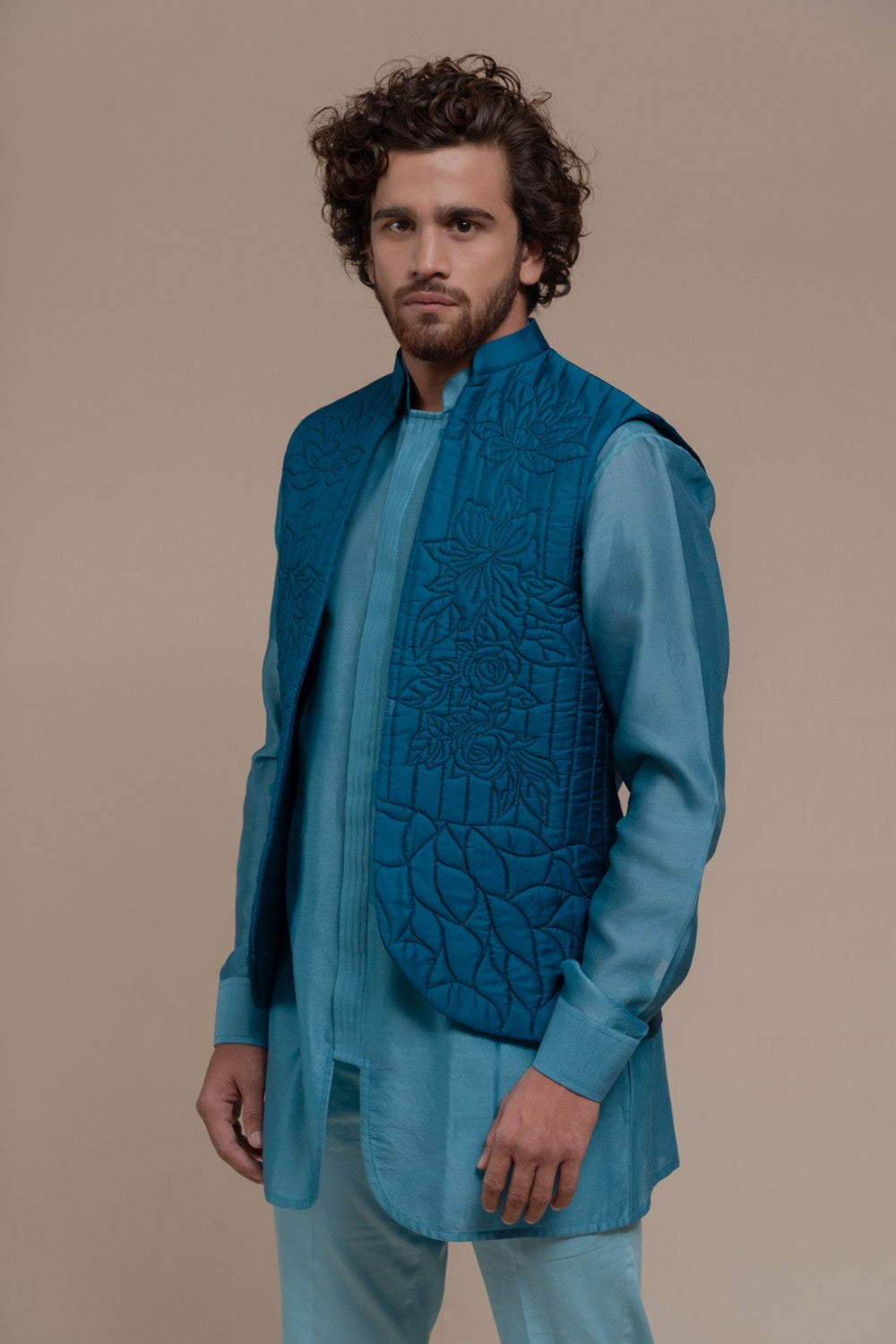 blue kurta with jacket