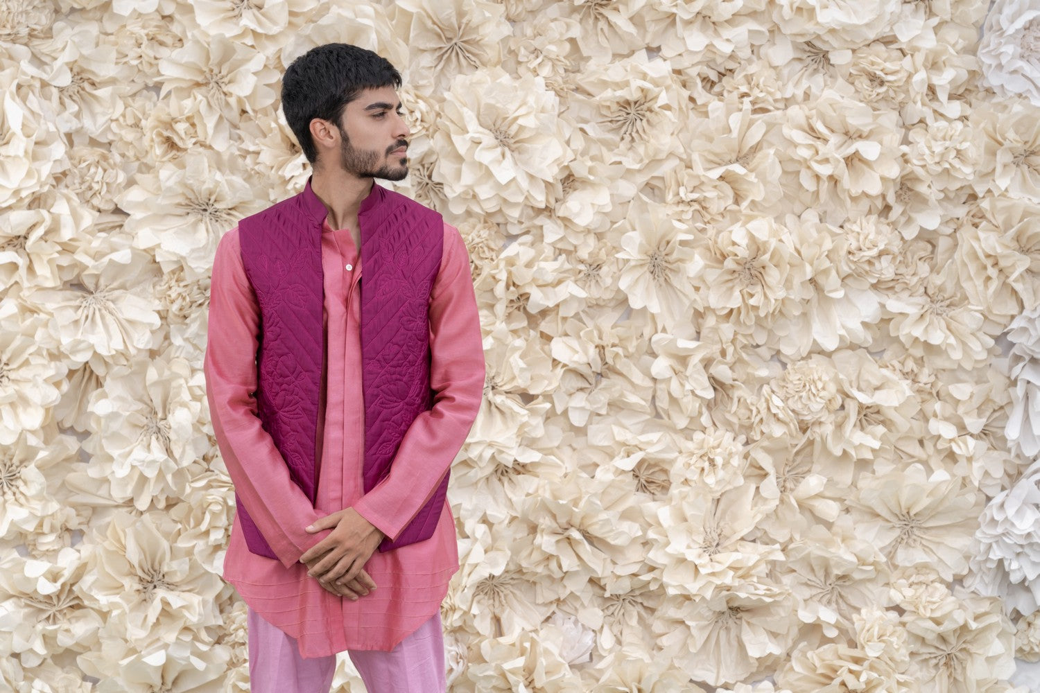 pink kurta with jacket