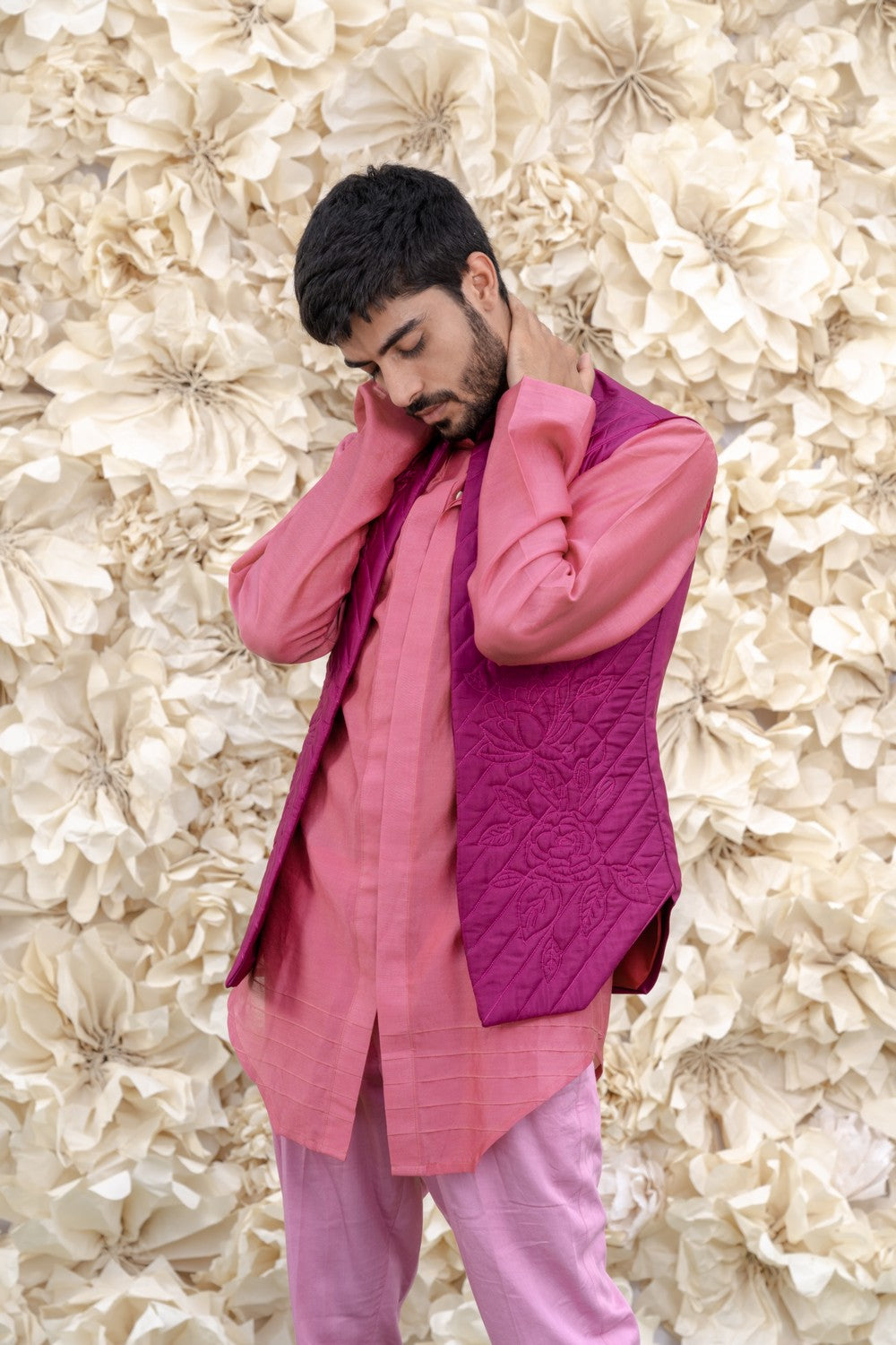 pink kurta with jacket