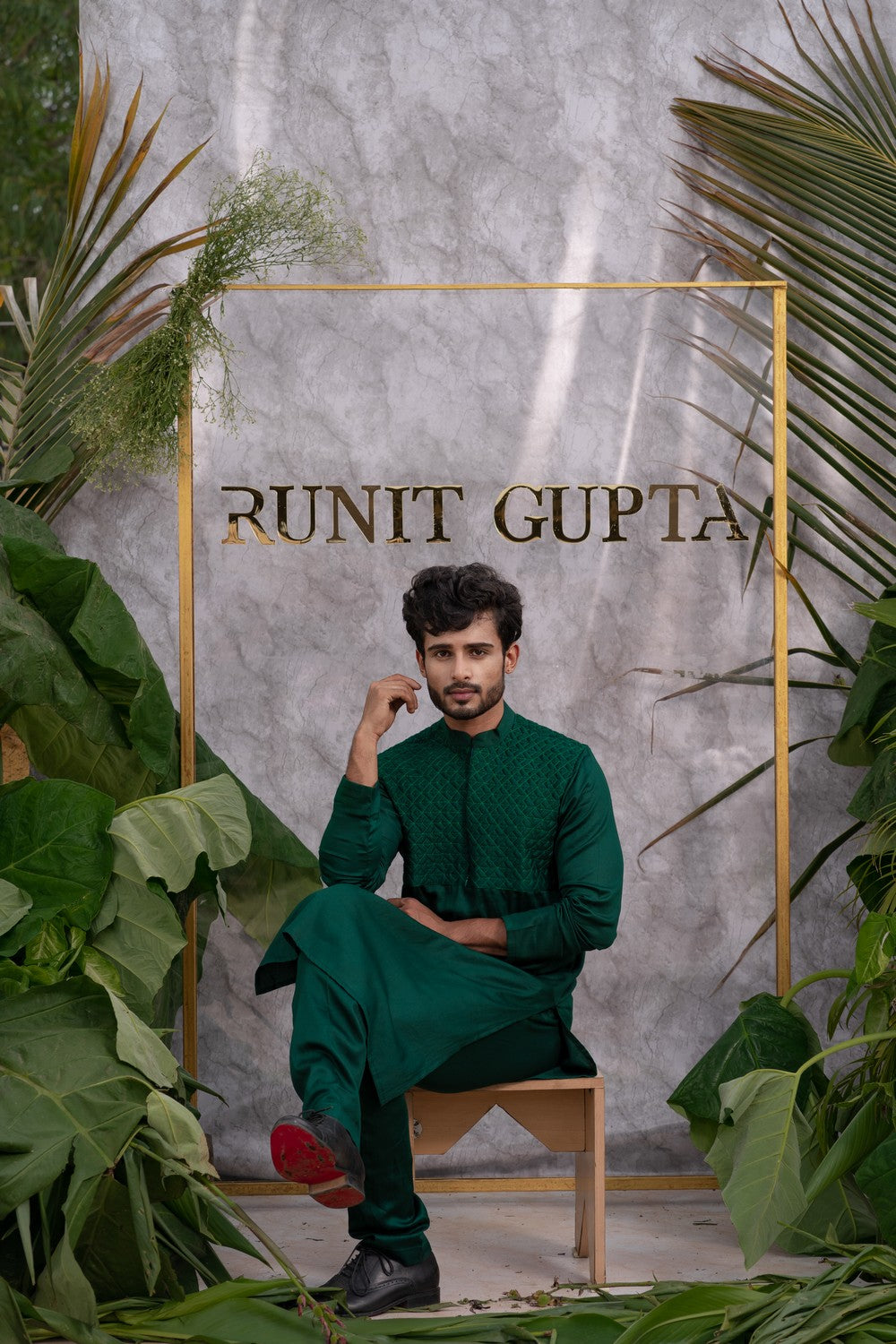 green kurta for men