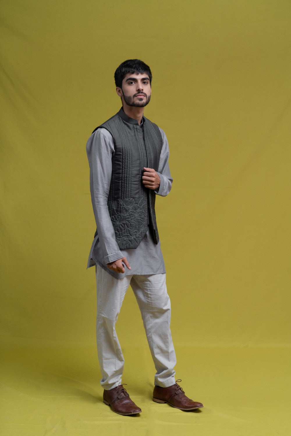 grey kurta with jacket