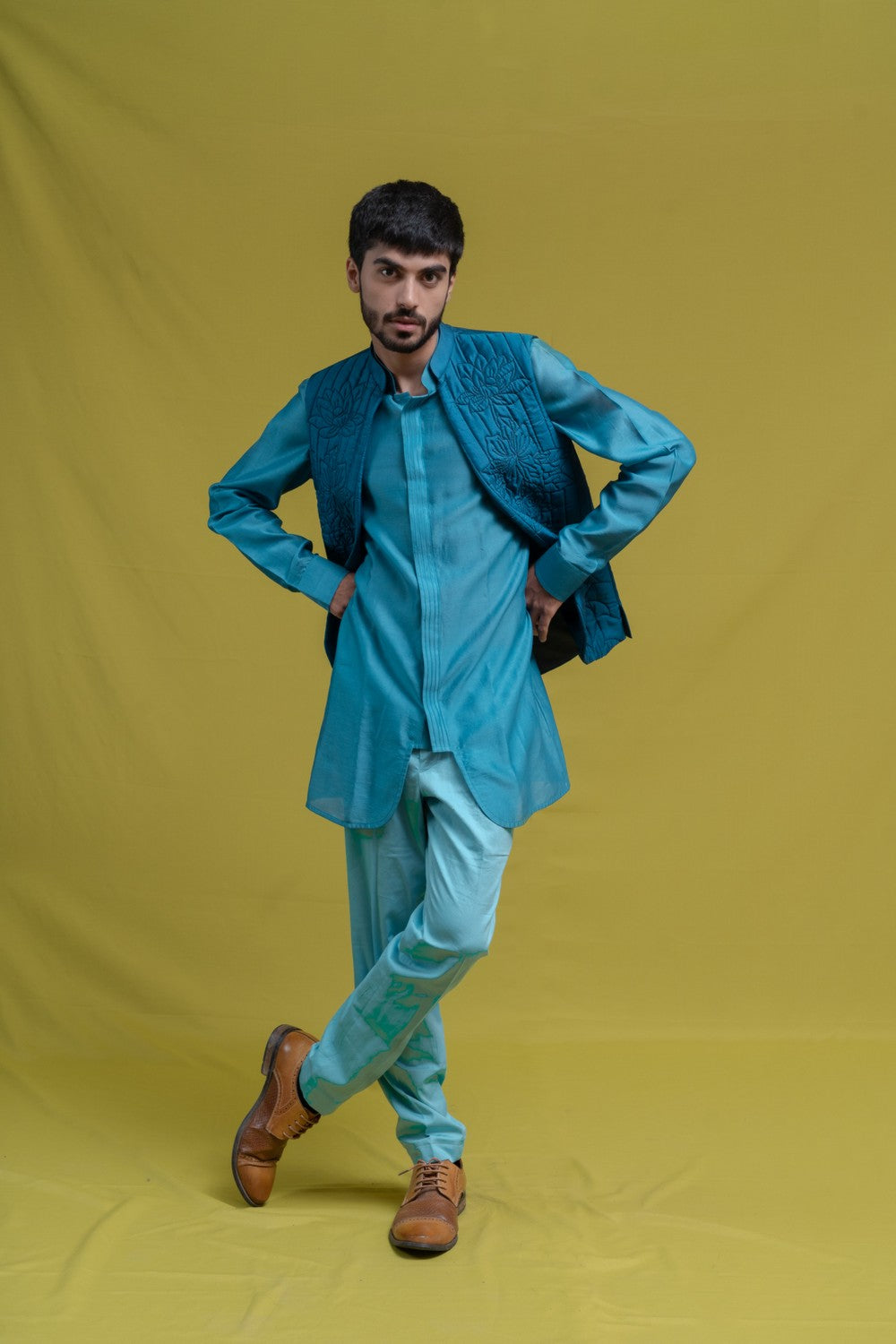 blue kurta with jacket