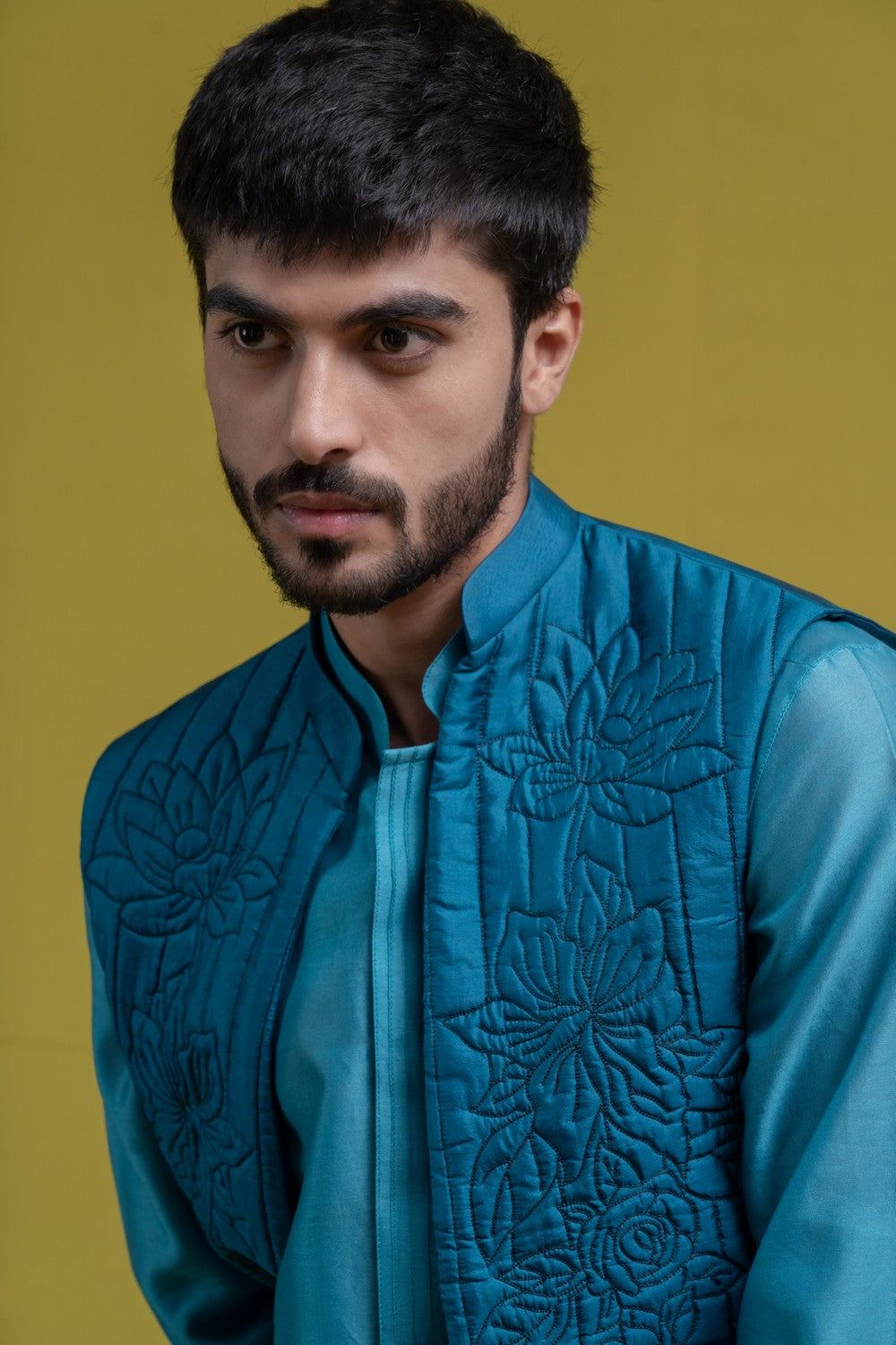 blue kurta with jacket