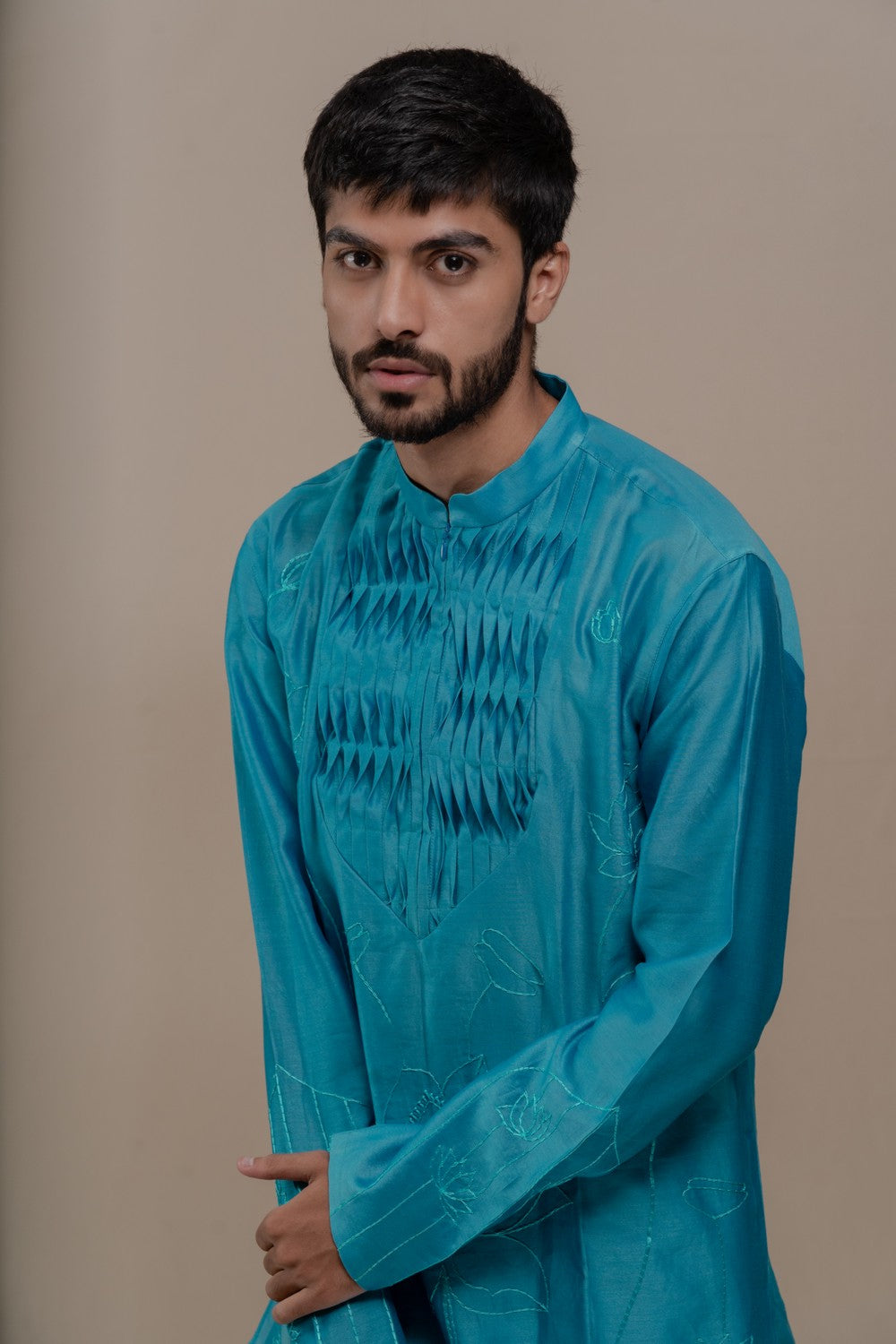 blue embroidered kurta