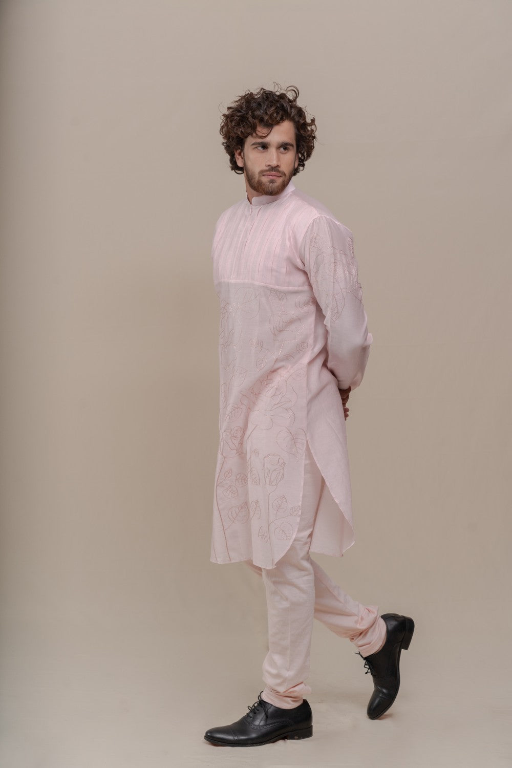 pink embroidered kurta