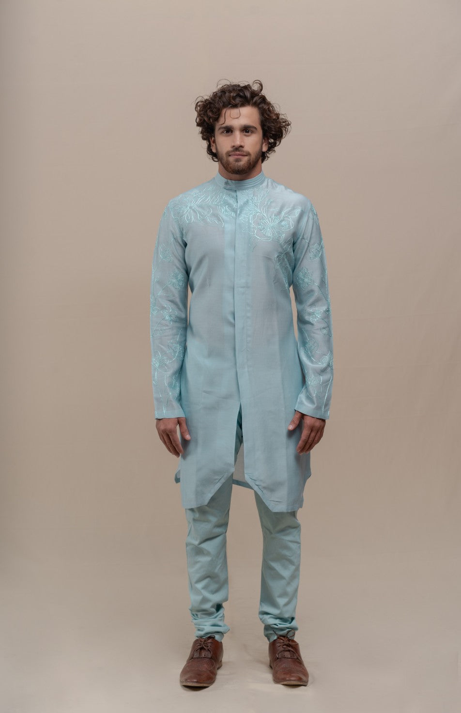 blue embroidered kurta