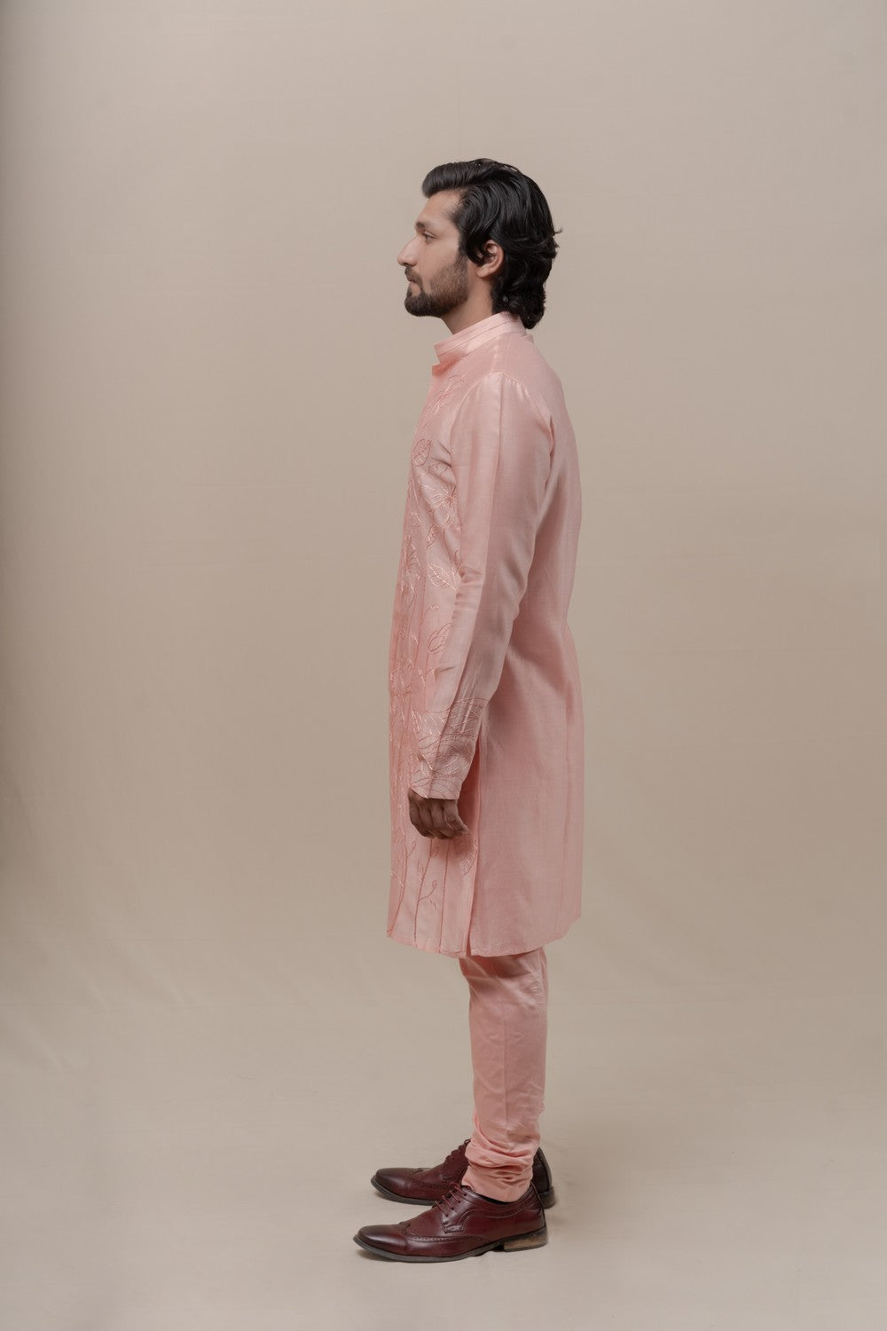 pink embroidered kurta