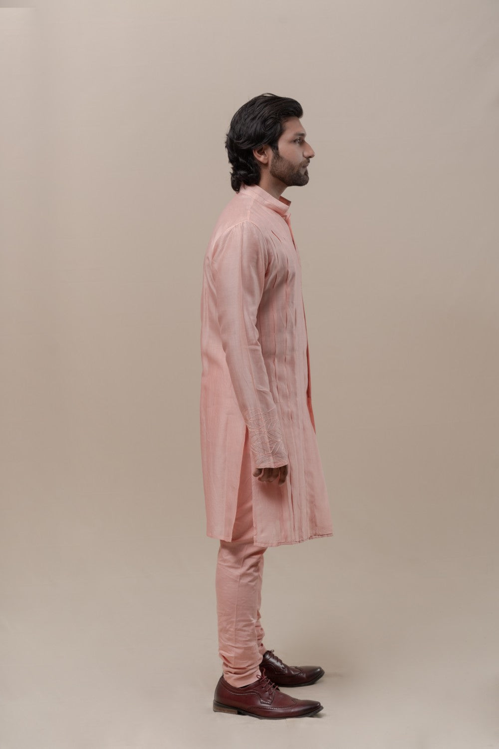 pink embroidered kurta